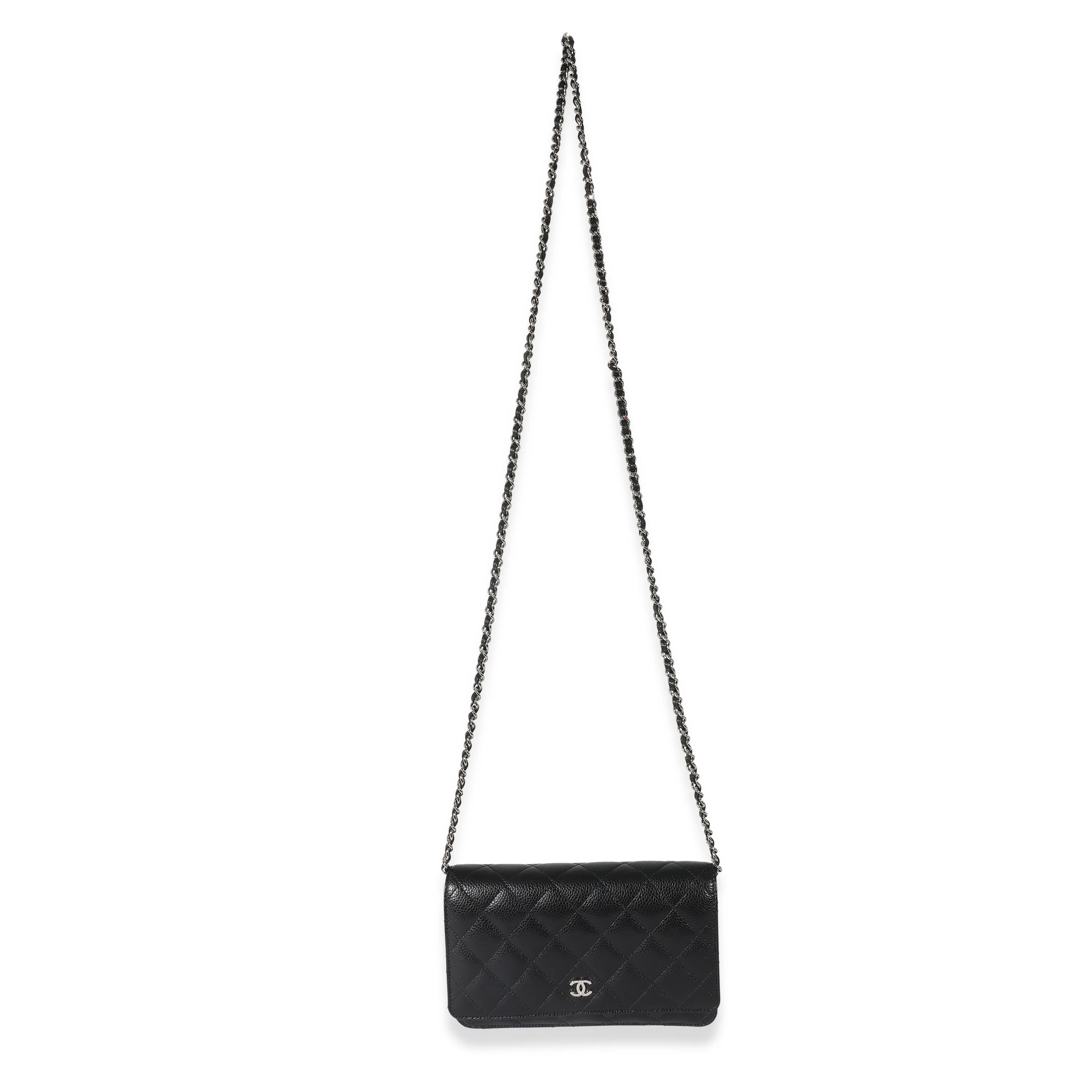Chanel Black Quilted Caviar Wallet on Chain - Image 7