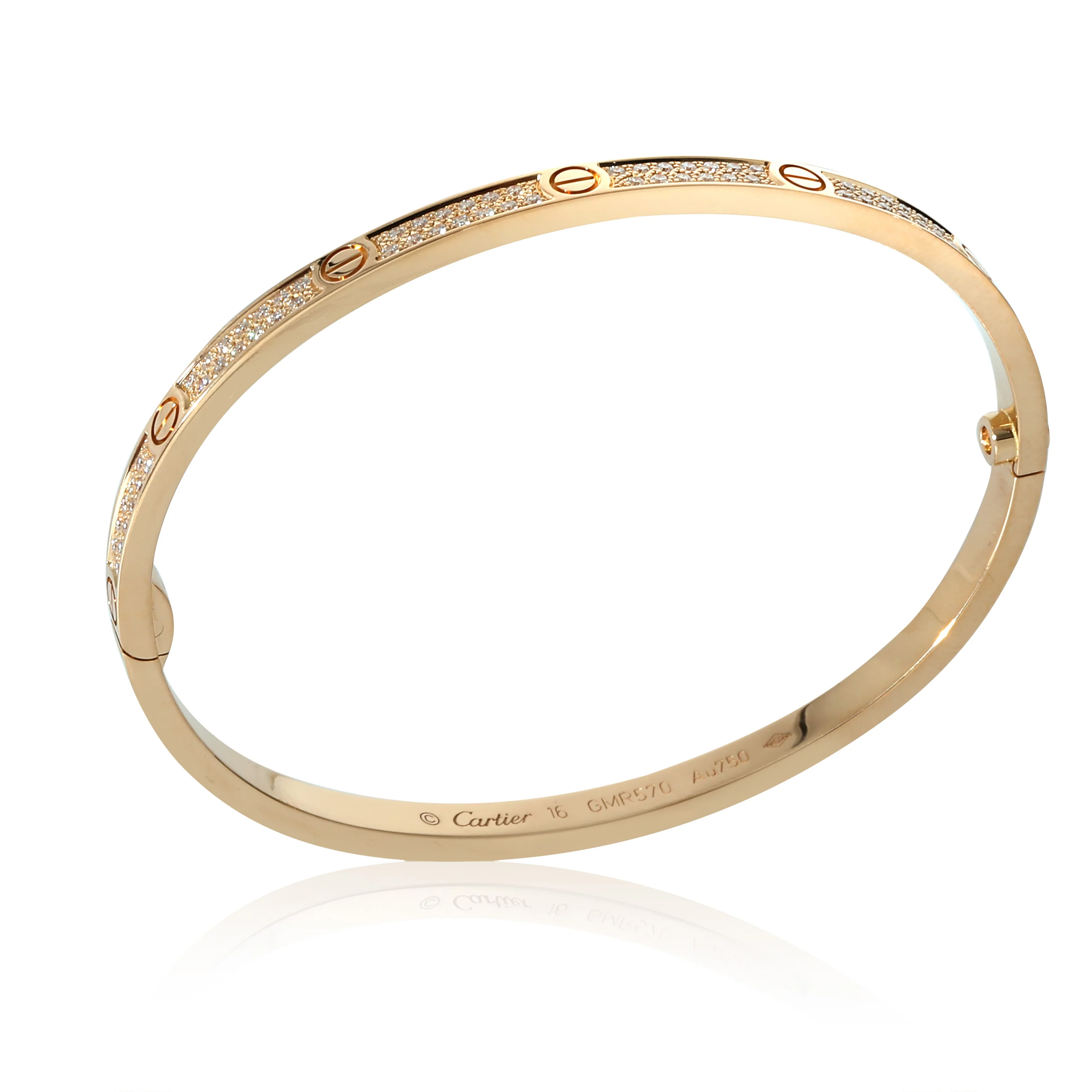Cartier Pave Diamond Love Bracelet, Small Model (Yellow Gold) - Image 3