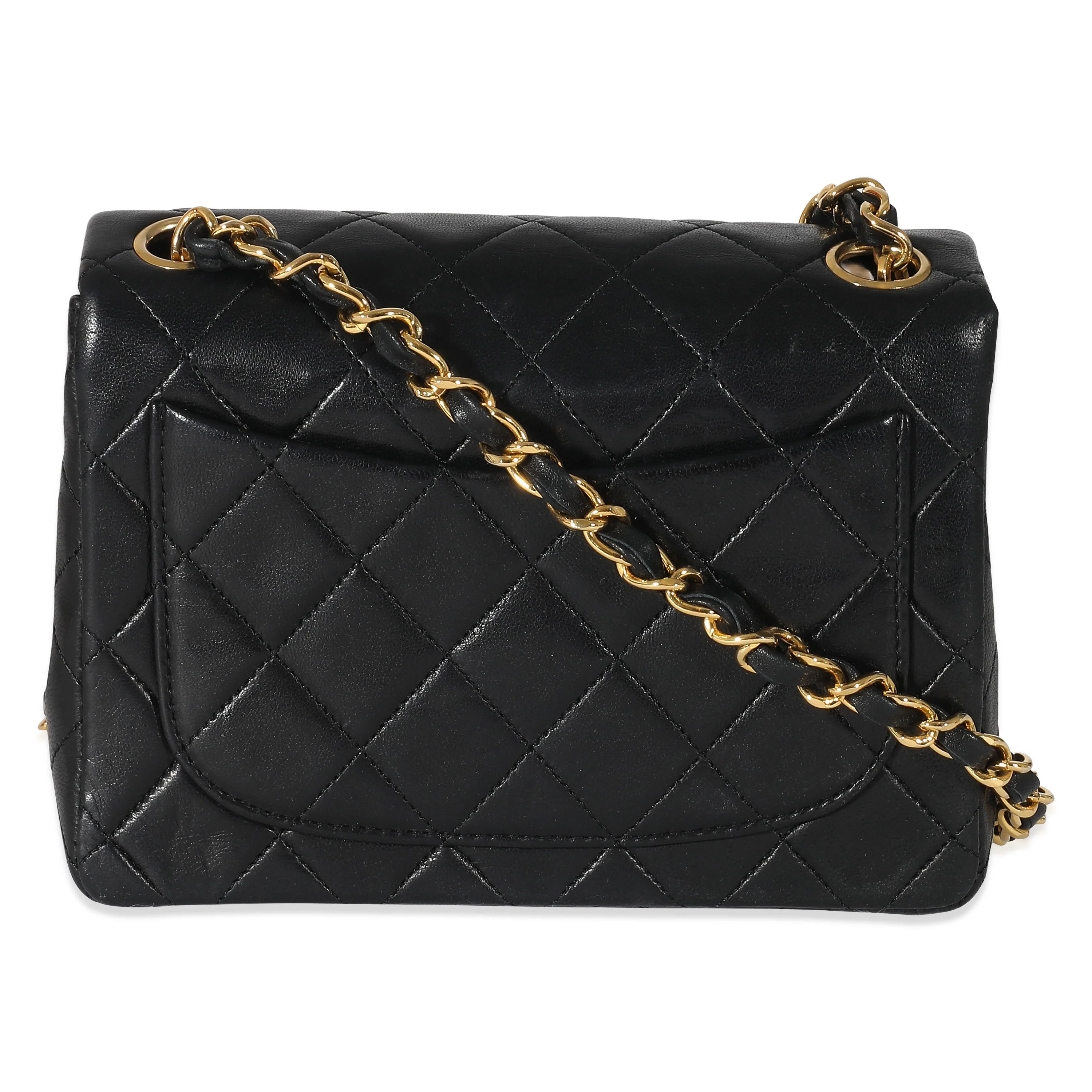 Chanel Vintage Black Lambskin Classic Mini Square Flap Bag - Image 3