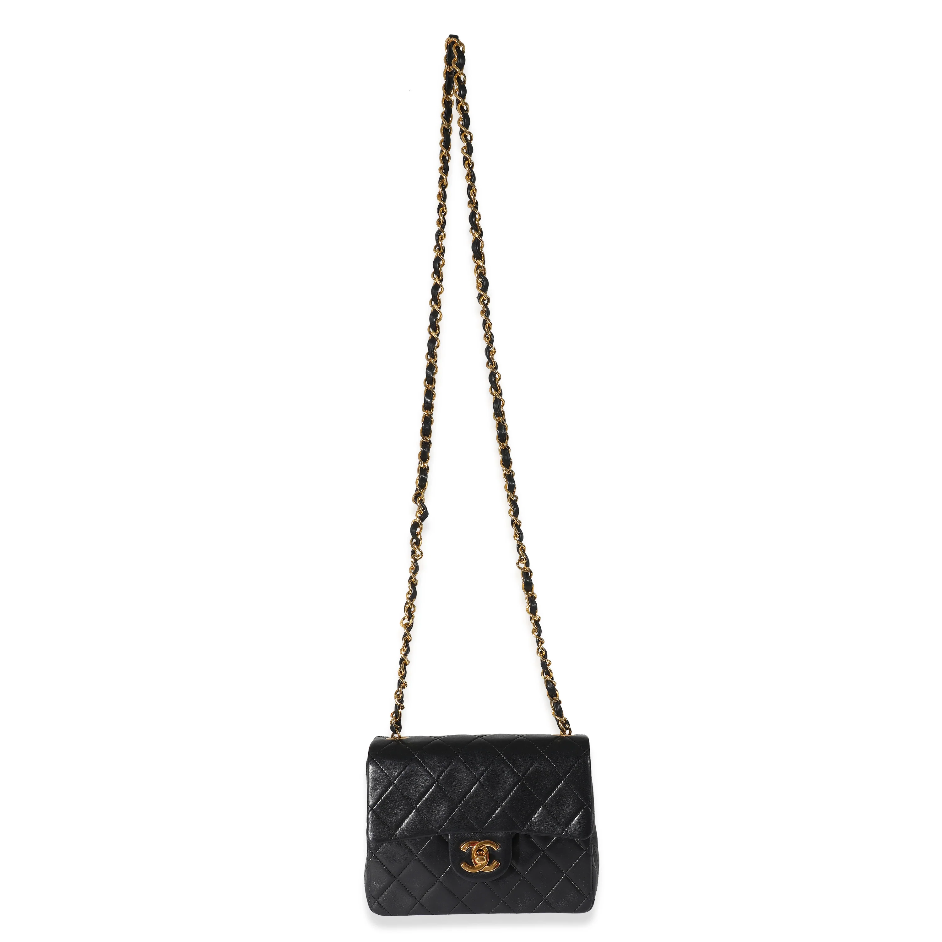 Chanel Vintage Black Lambskin Classic Mini Square Flap Bag - Image 4