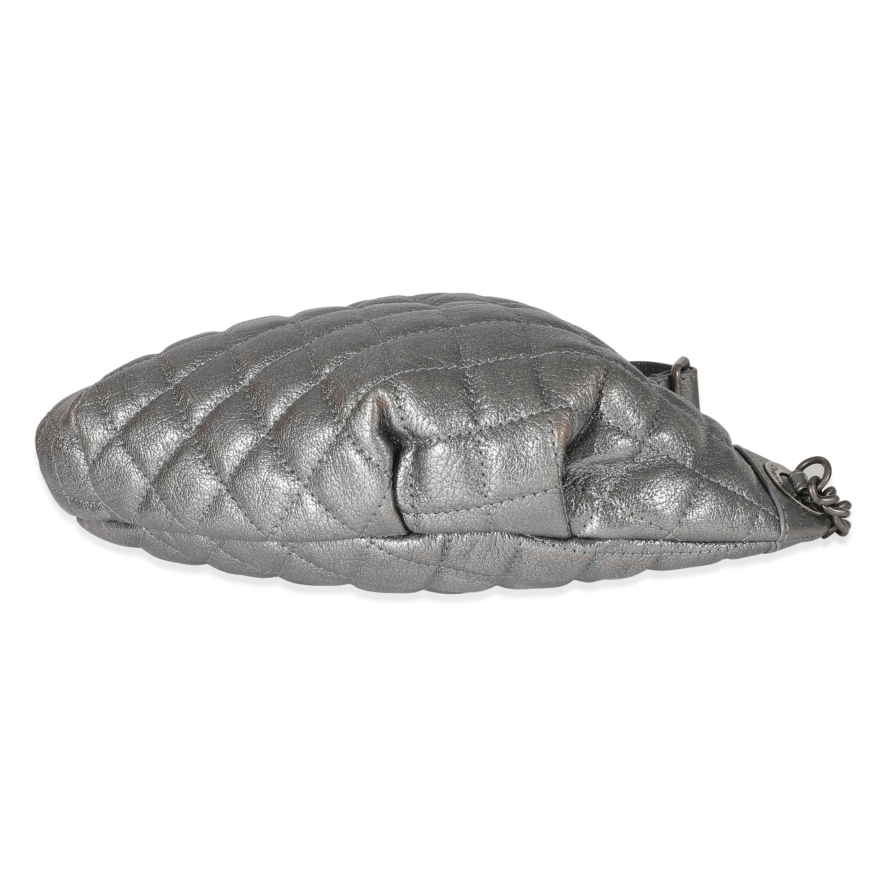 Chanel Silver Metallic Calfskin Banane Waist Bag - Image 6