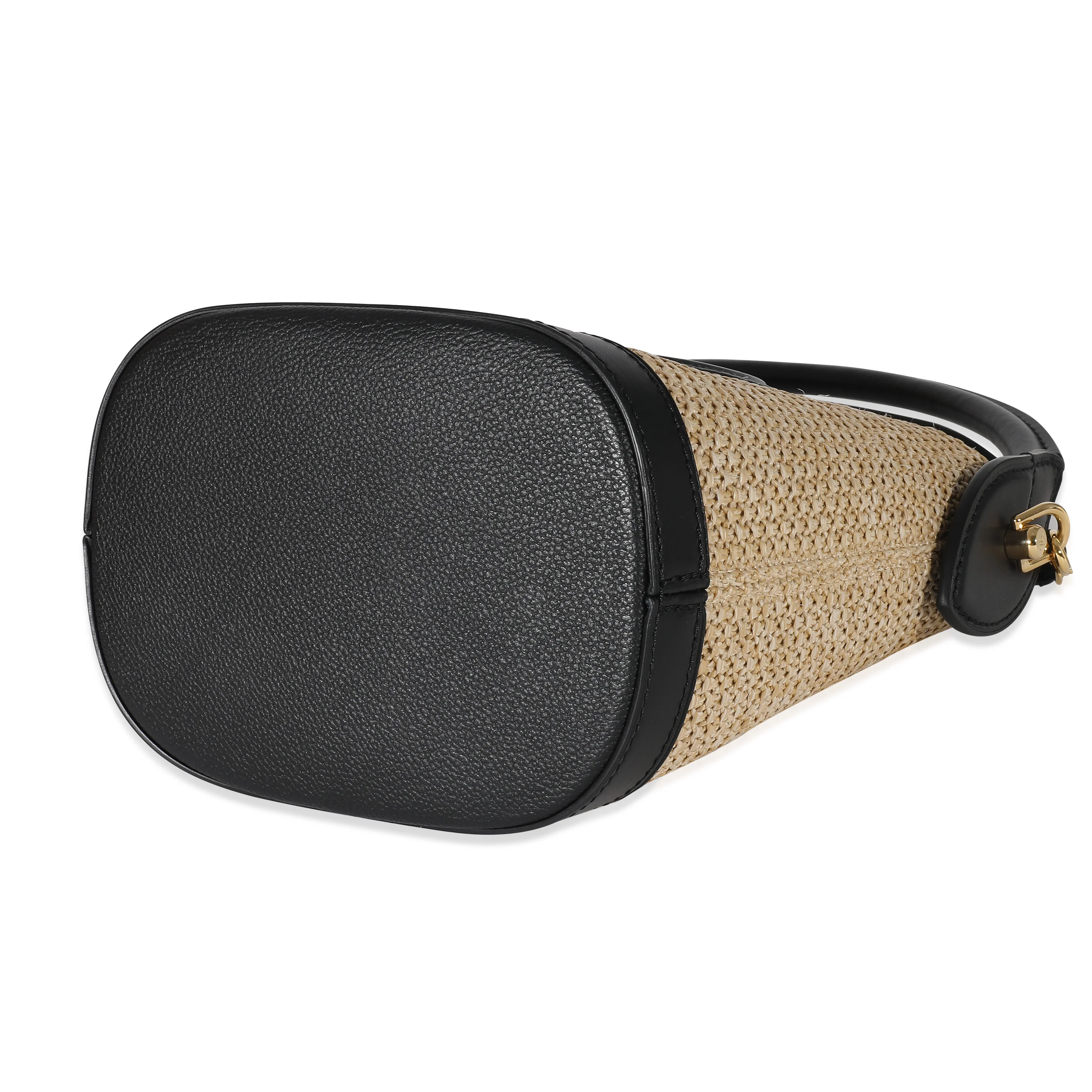 Louis Vuitton Black Beige Raffia Petit Bucket Bag - Image 7