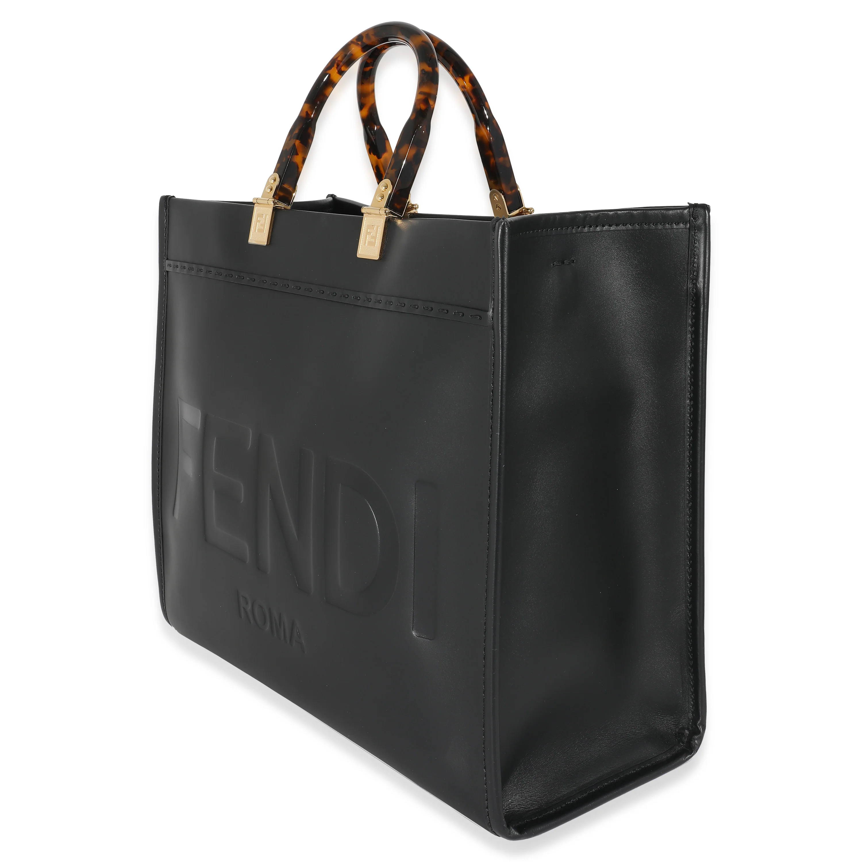 Fendi Black Vitello King Sunshine Medium Sunshine Shopper - Image 2