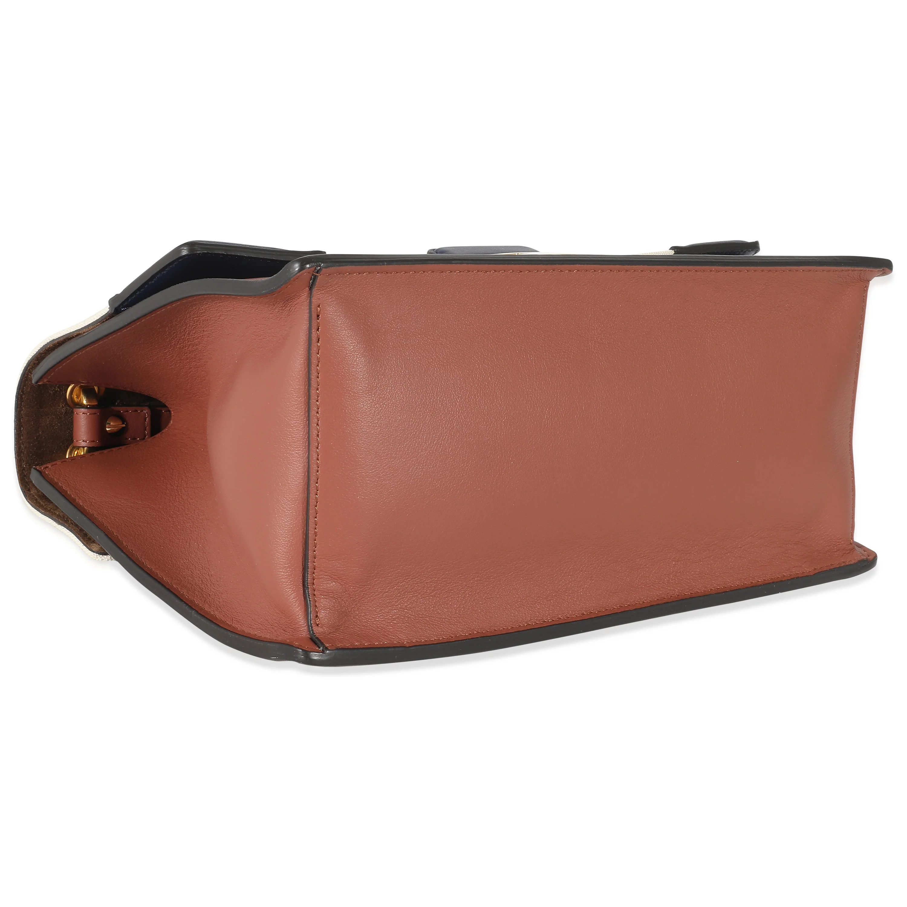 Fendi Brown Leather Beige Canvas Medium Kan U Bag - Image 5