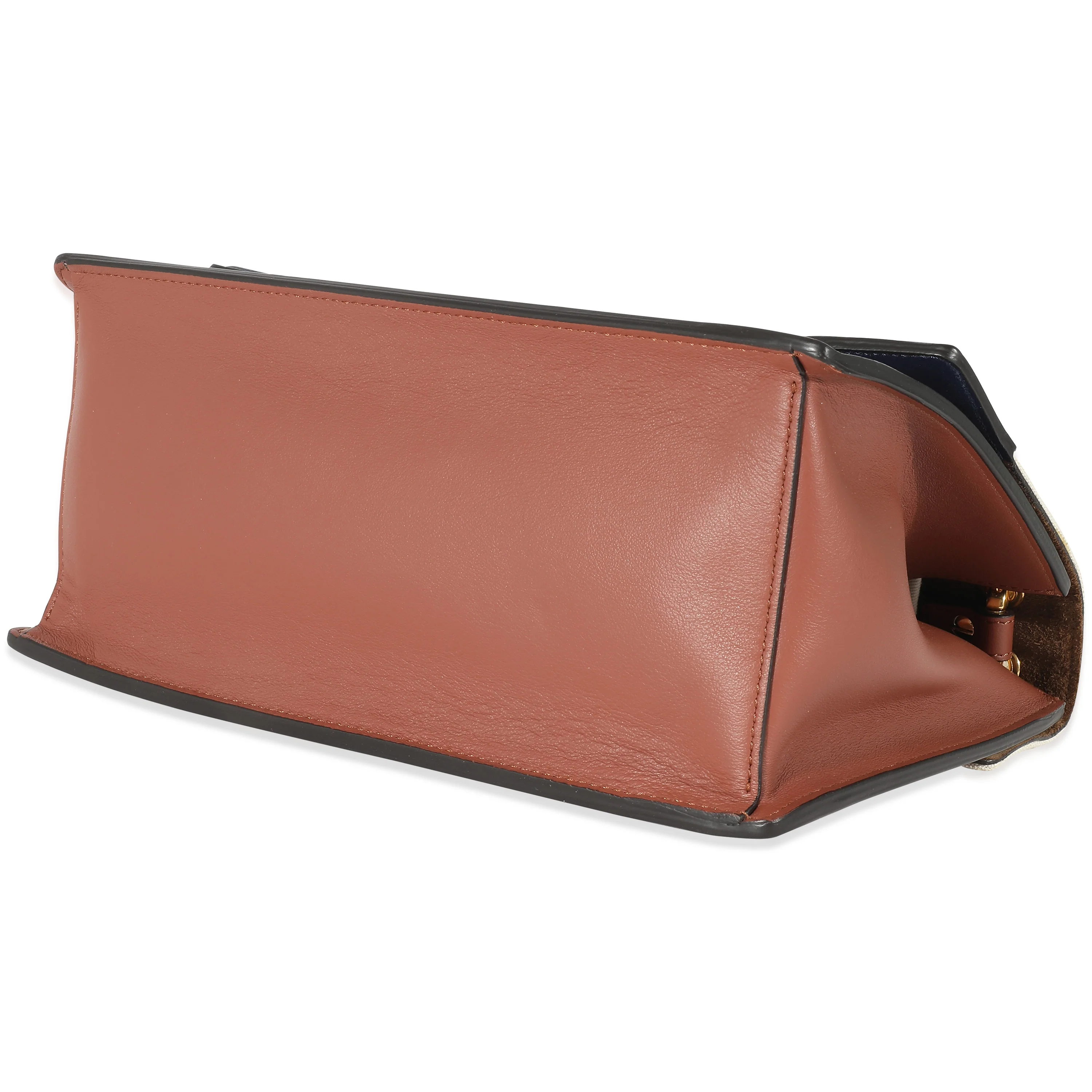 Fendi Brown Leather Beige Canvas Medium Kan U Bag - Image 6