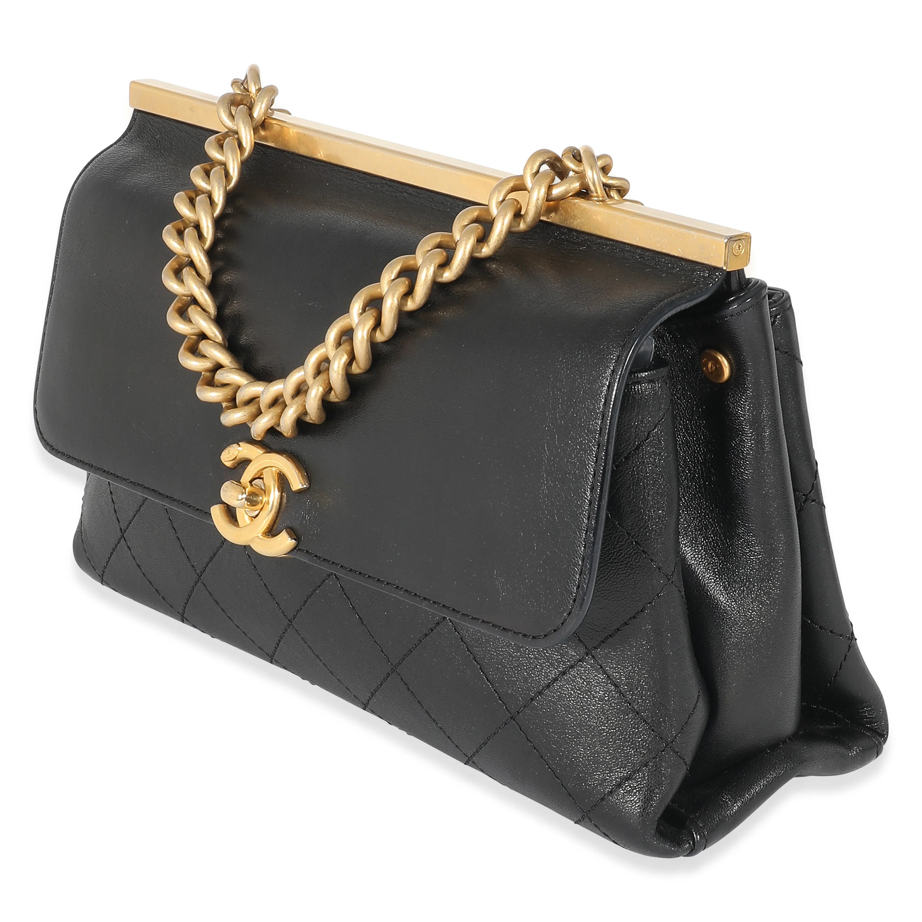 Chanel Black Lambskin Stitched Medium Coco Luxe Flap Bag - Image 2