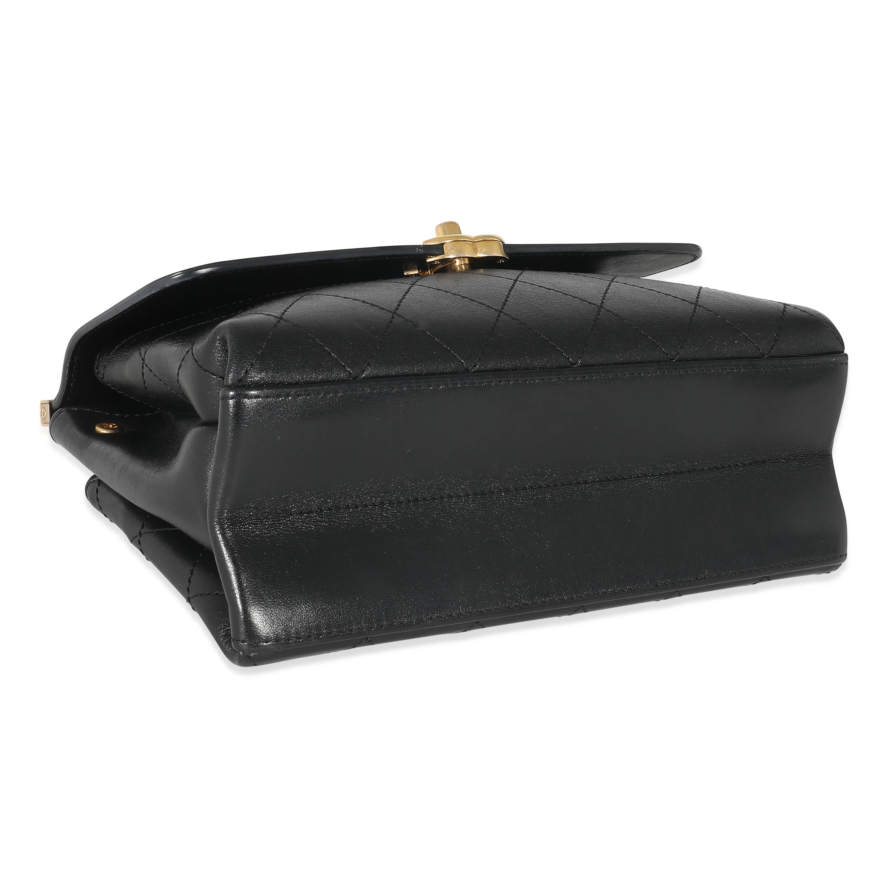 Chanel Black Lambskin Stitched Medium Coco Luxe Flap Bag - Image 6