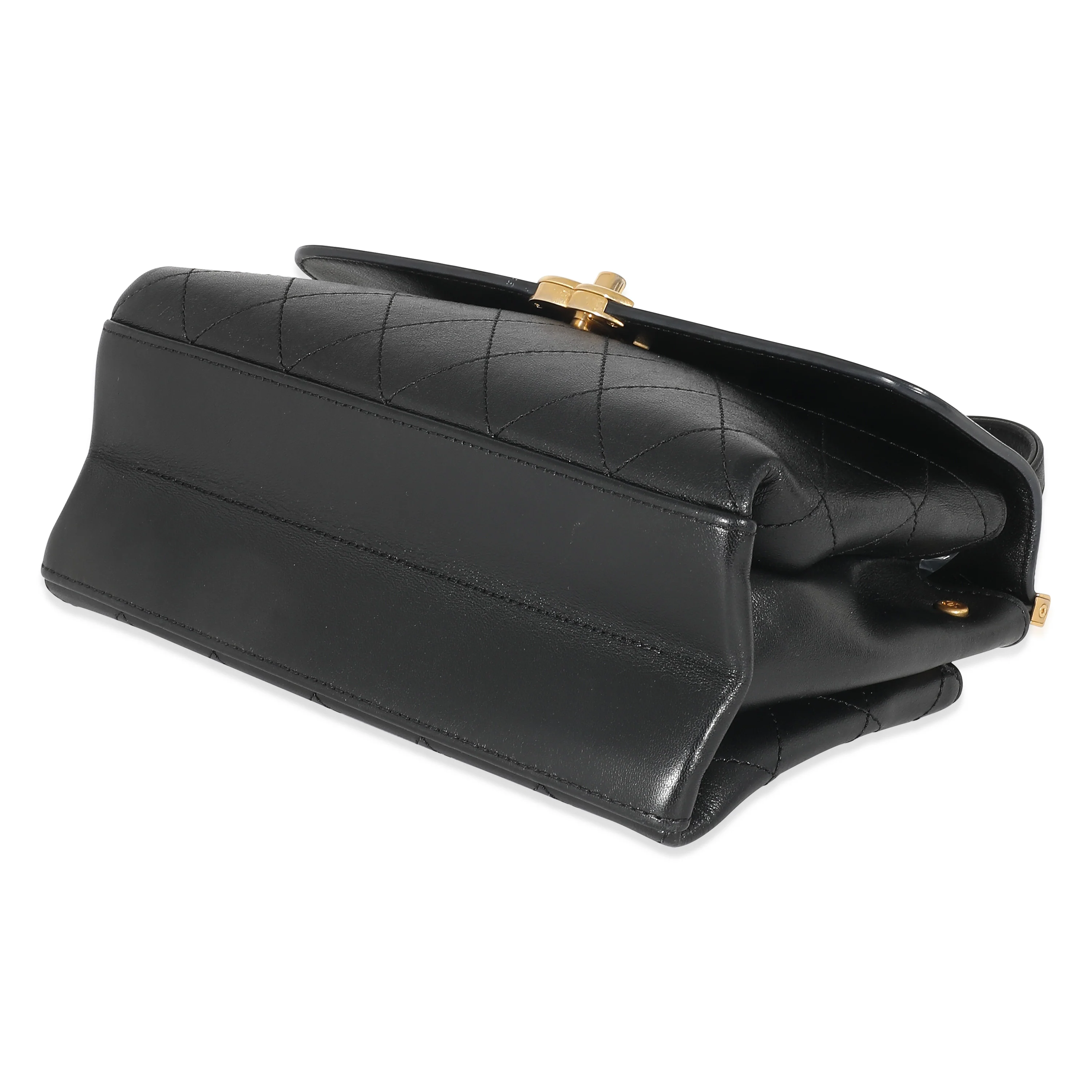Chanel Black Lambskin Stitched Medium Coco Luxe Flap Bag - Image 7