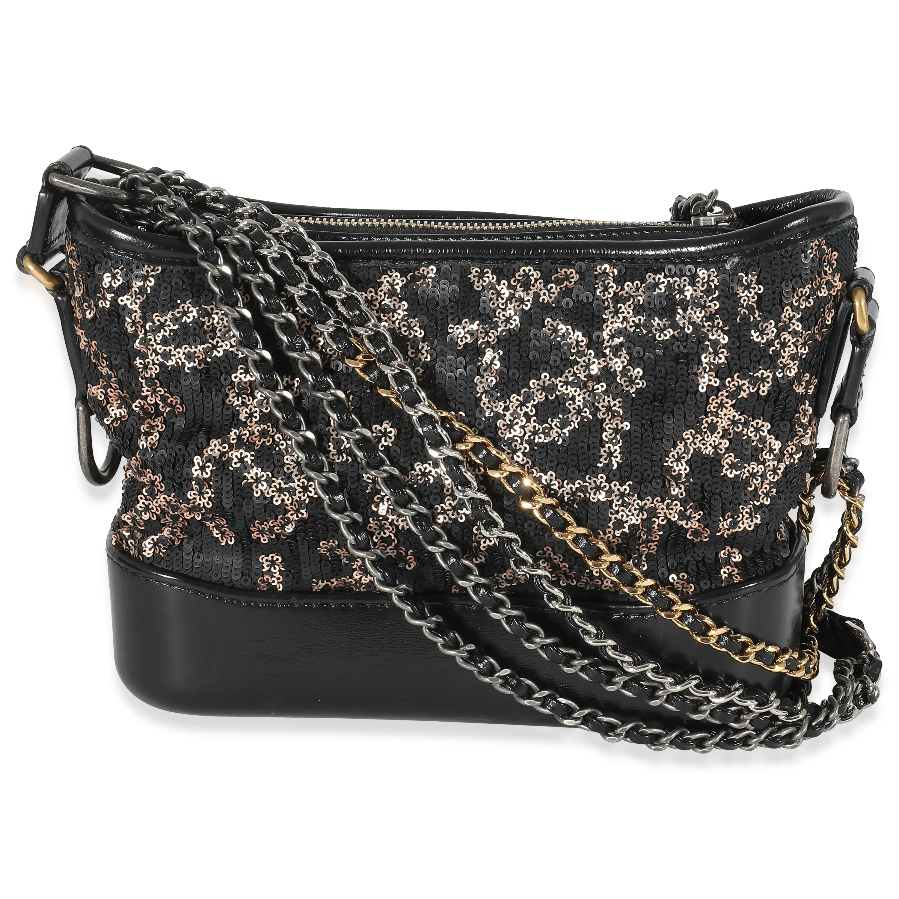 Chanel Black Pink CC Sequin Mini Gabrielle Hobo - Image 3