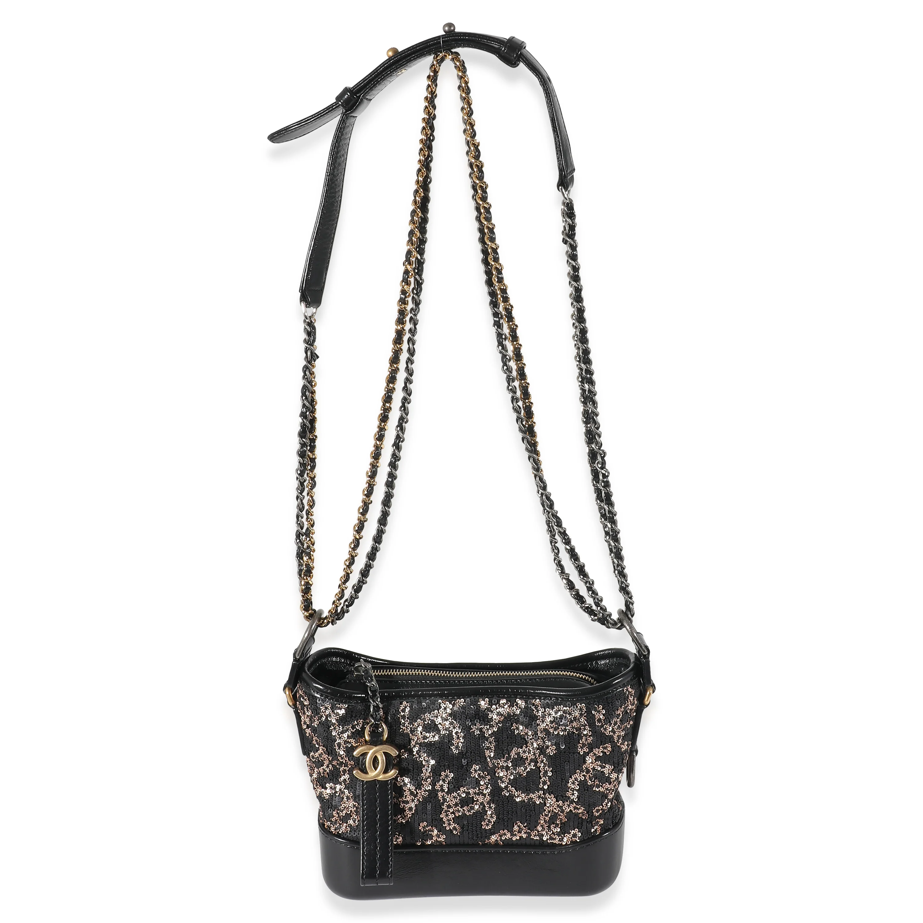 Chanel Black Pink CC Sequin Mini Gabrielle Hobo - Image 4