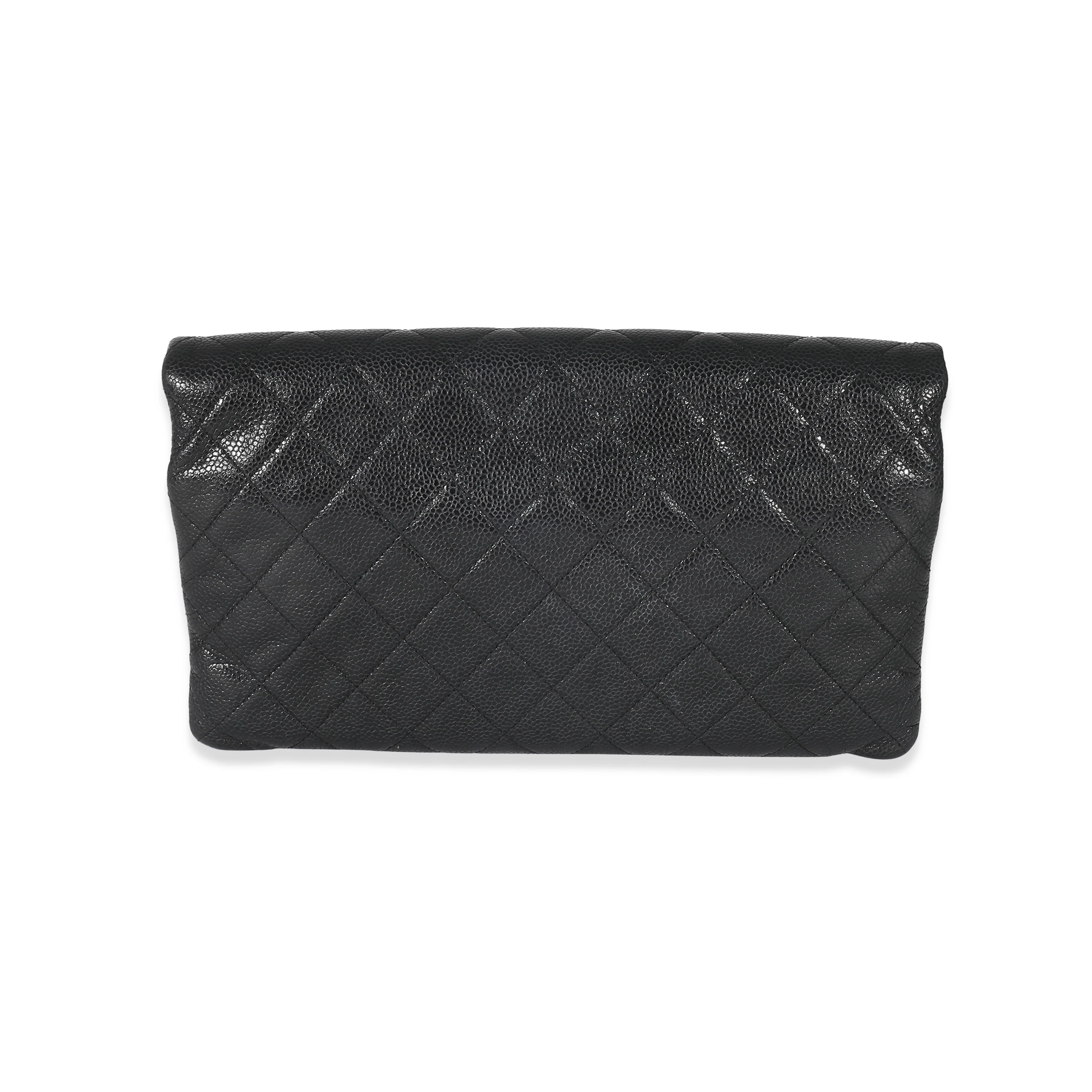 Chanel Black Quilted Caviar CC Flap Clutch - Image 3