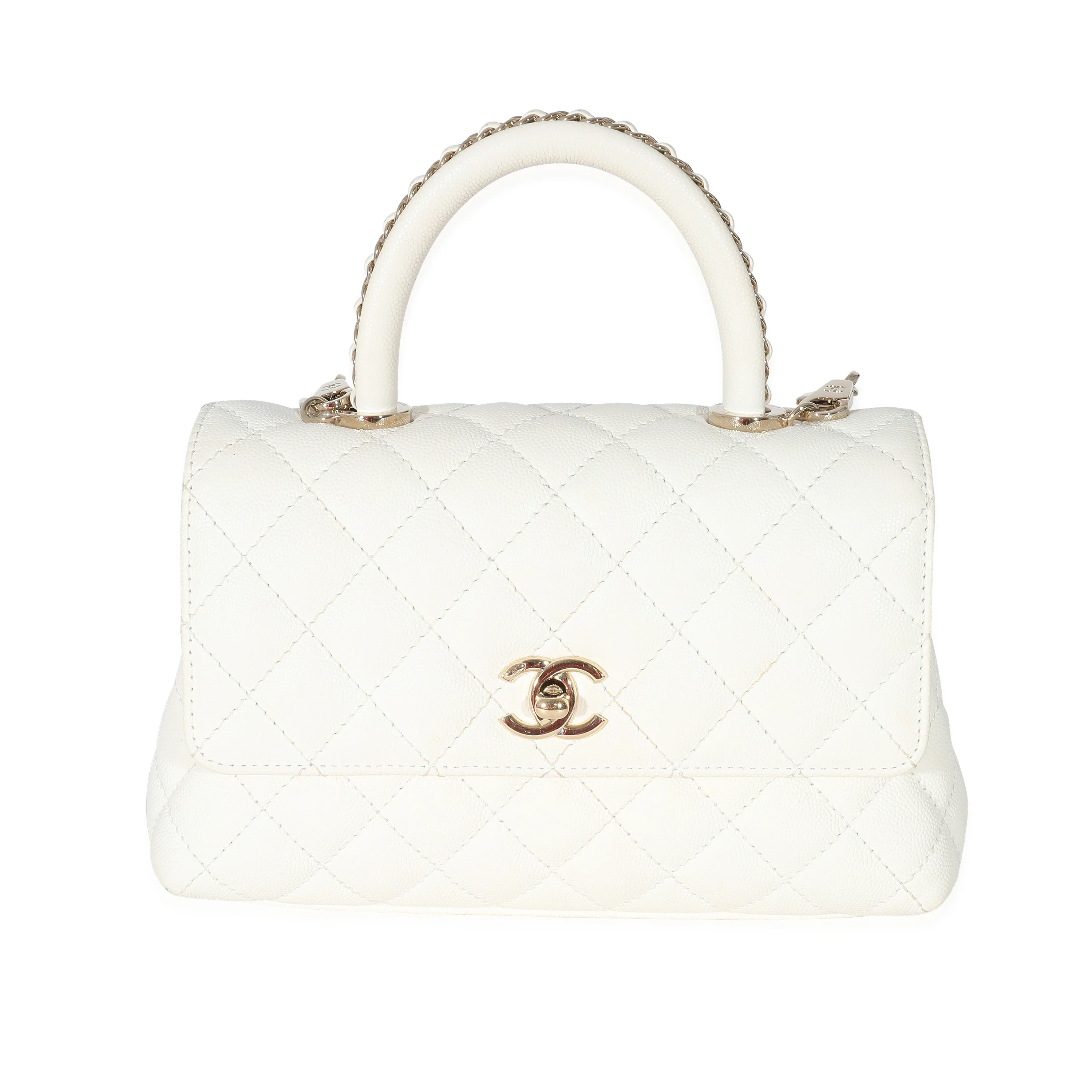 Chanel White Caviar Coco Top Handle