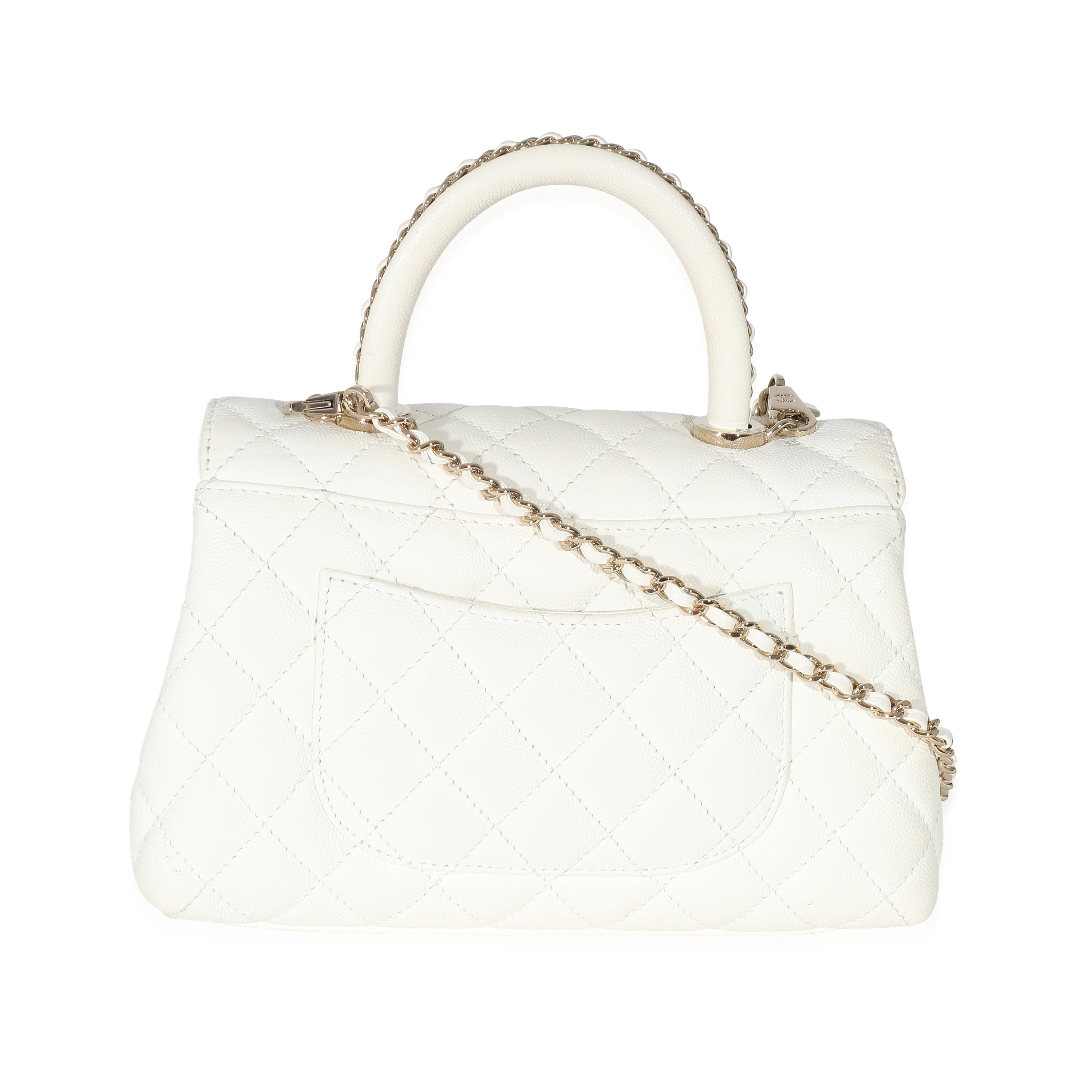 Chanel White Caviar Coco Top Handle - Image 3