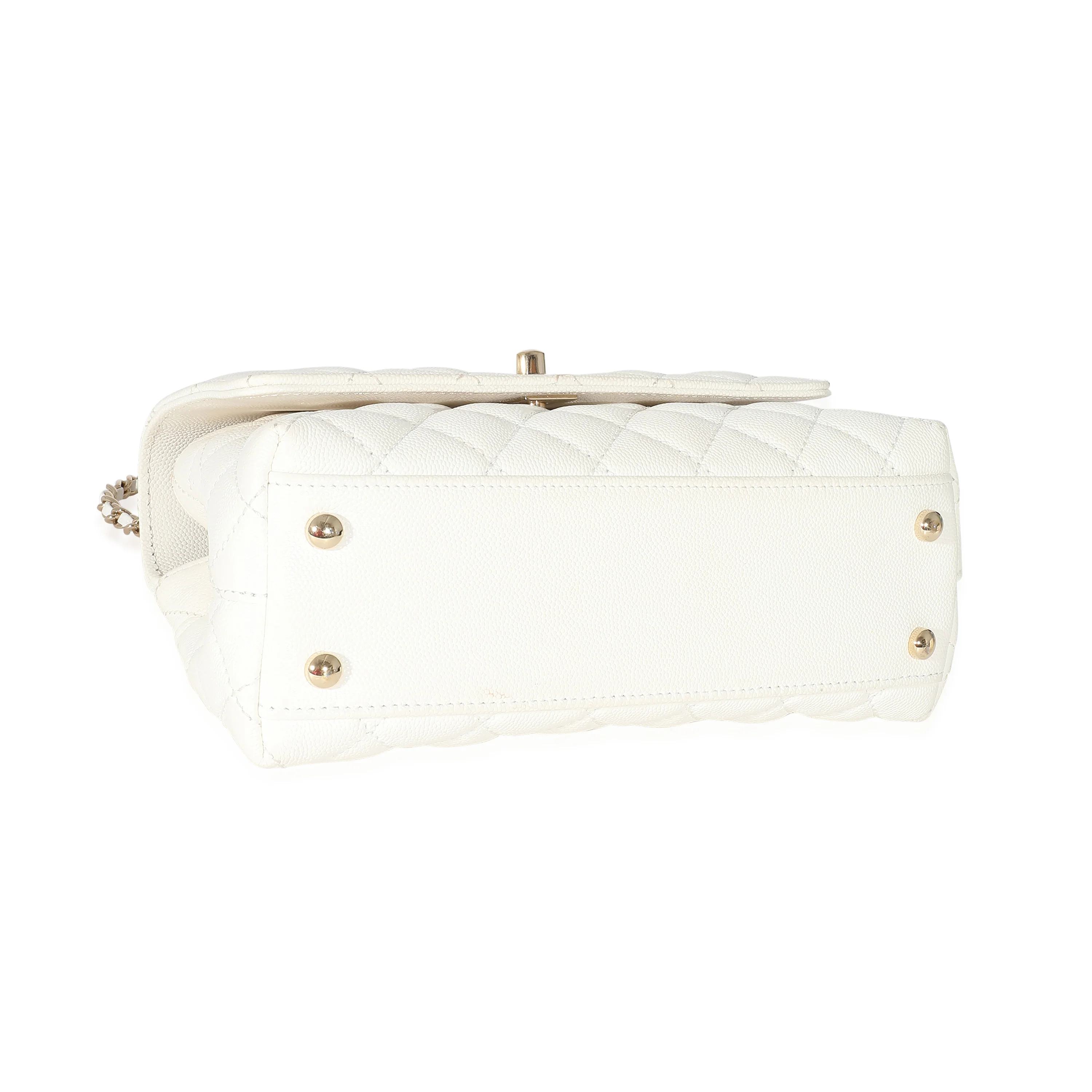 Chanel White Caviar Coco Top Handle - Image 6