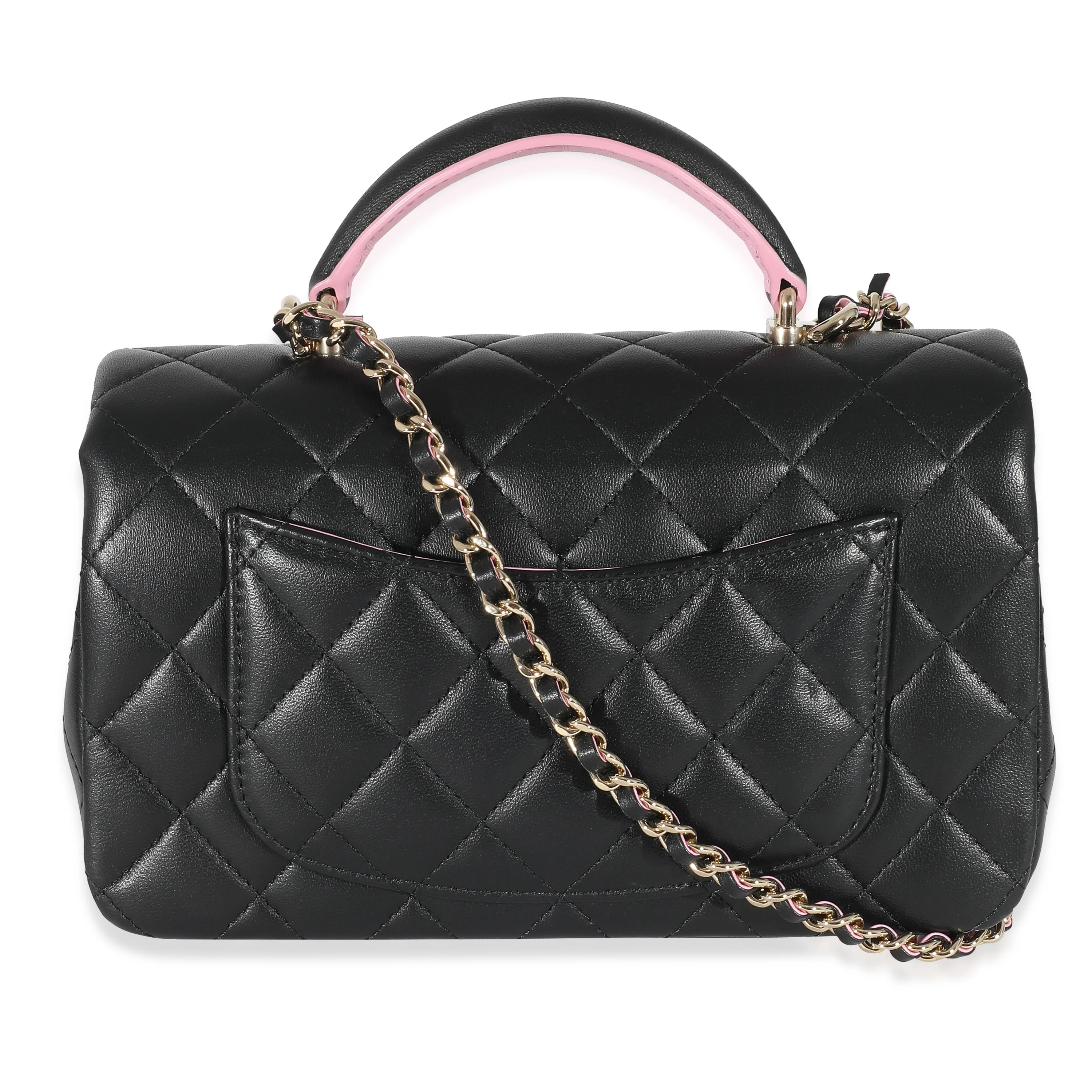 Chanel Bi-Color Quilted Lambskin Mini Top Handle Rectangular Flap - Image 3