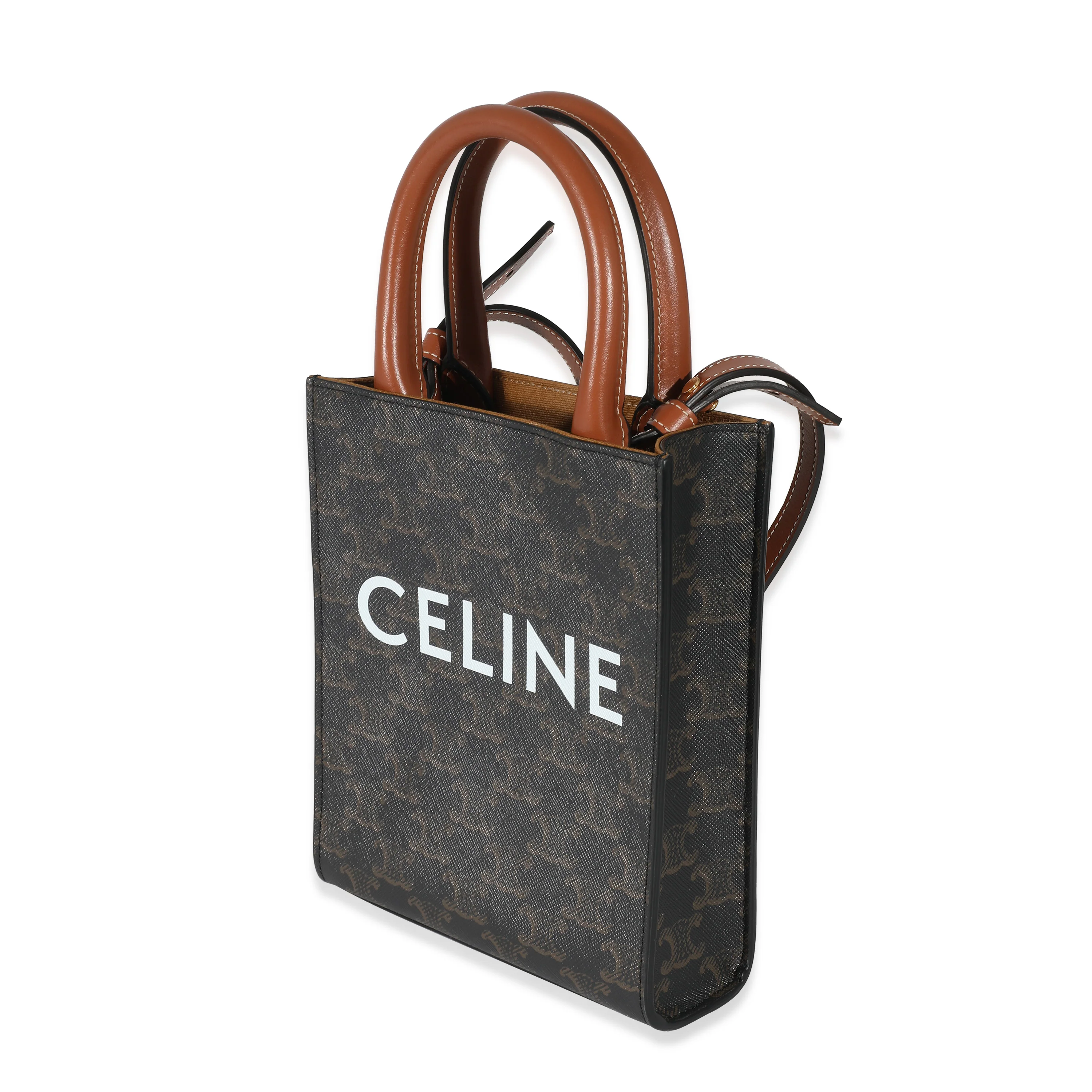 Celine Tan Triomphe Canvas Mini Vertical Cabas Tote - Image 2