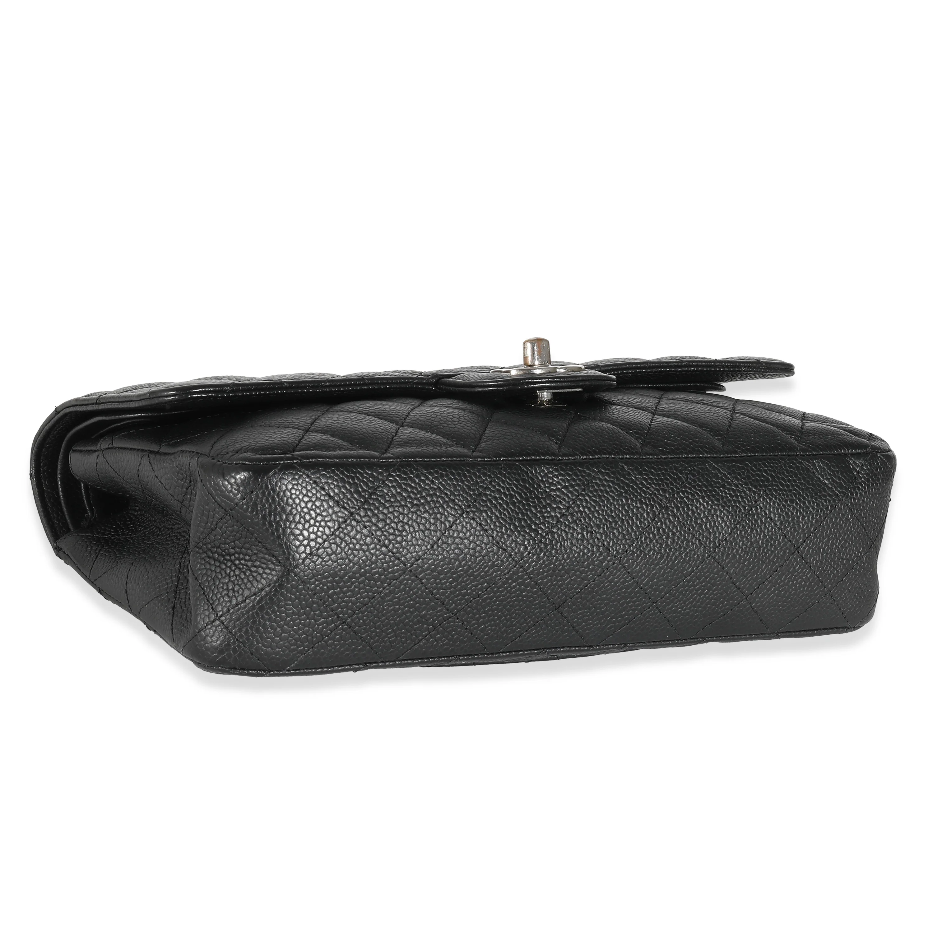 Black Quilted Caviar Medium Classic Double Flap Handbag - Image 3