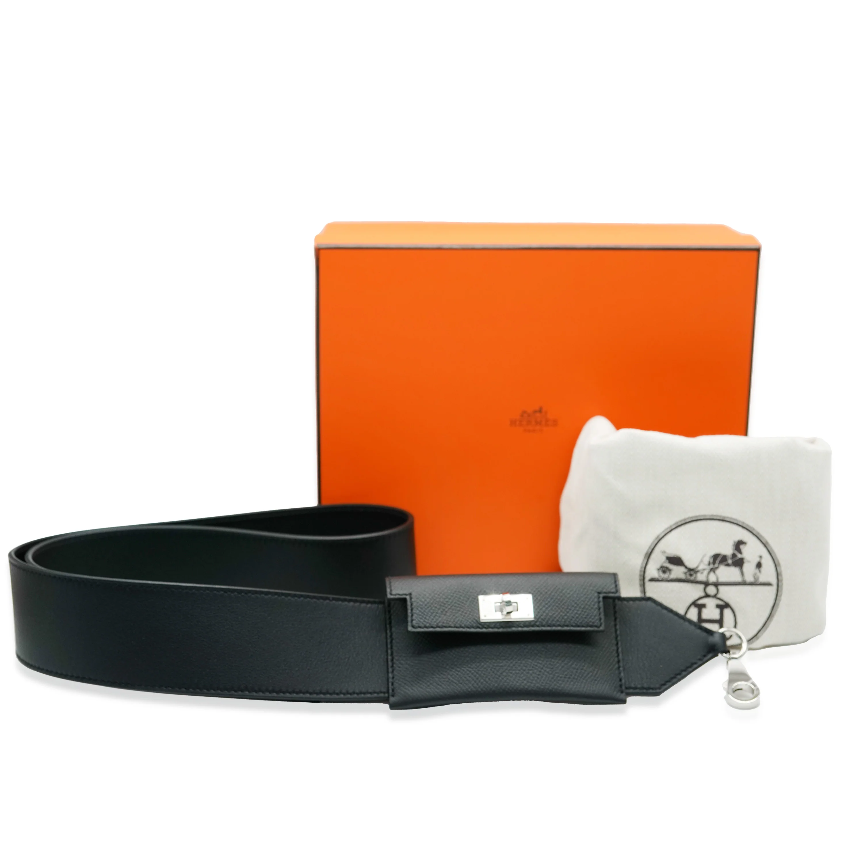 Hermès Black Swift Epsom Kelly Pocket Strap PHW - Image 4