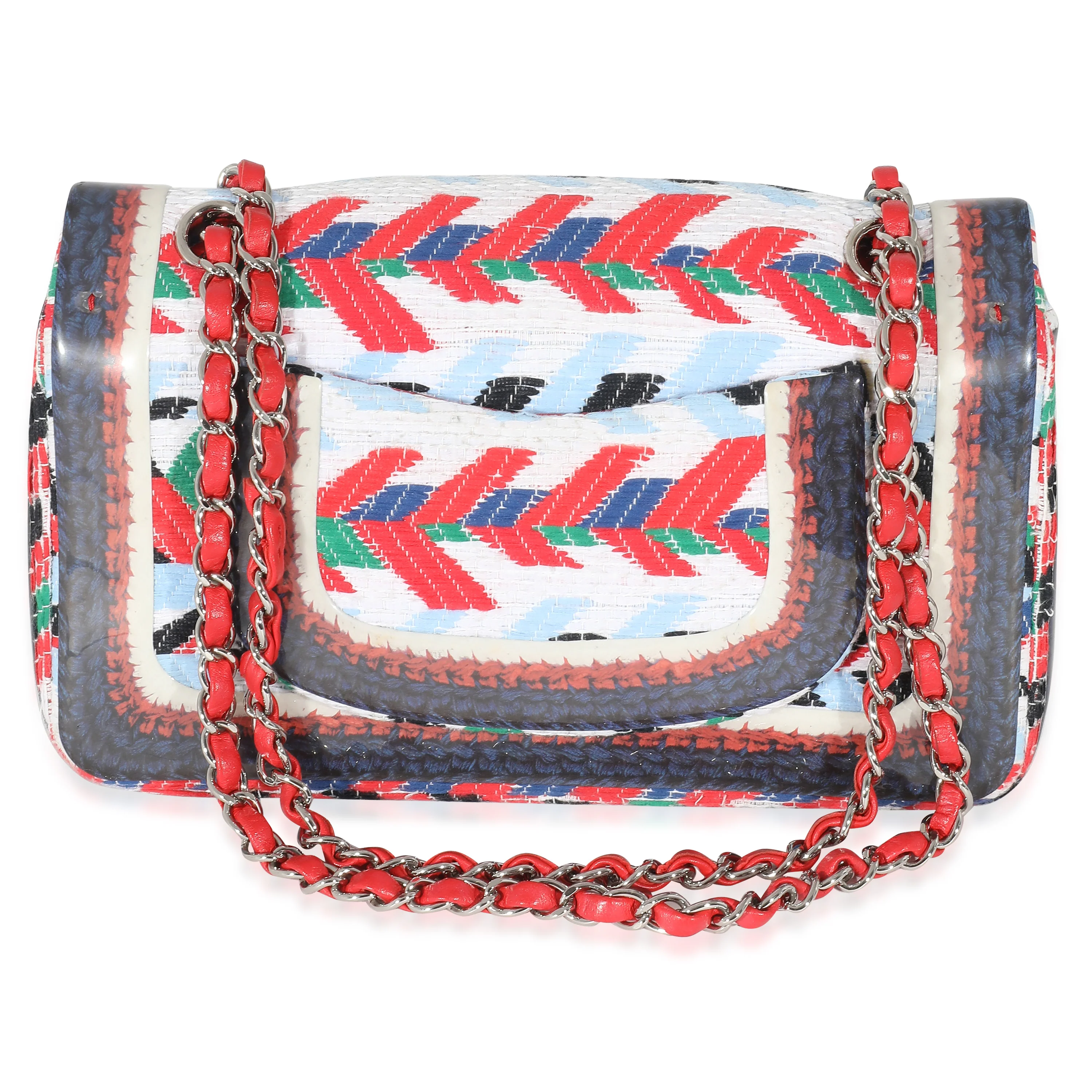 Chanel Multicolour Tweed Silicone Braid Medium Classic Flap - Image 3