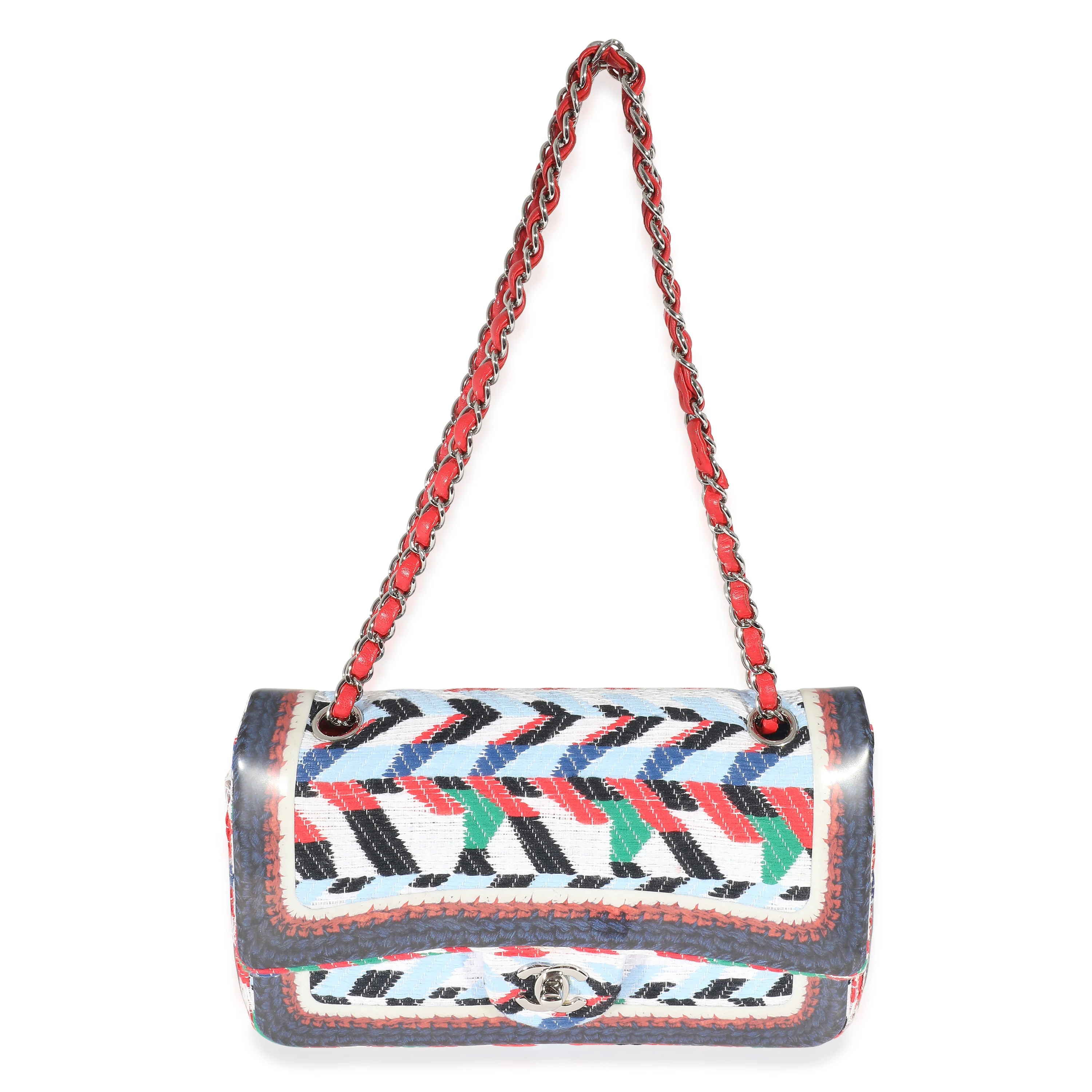 Chanel Multicolour Tweed Silicone Braid Medium Classic Flap - Image 4