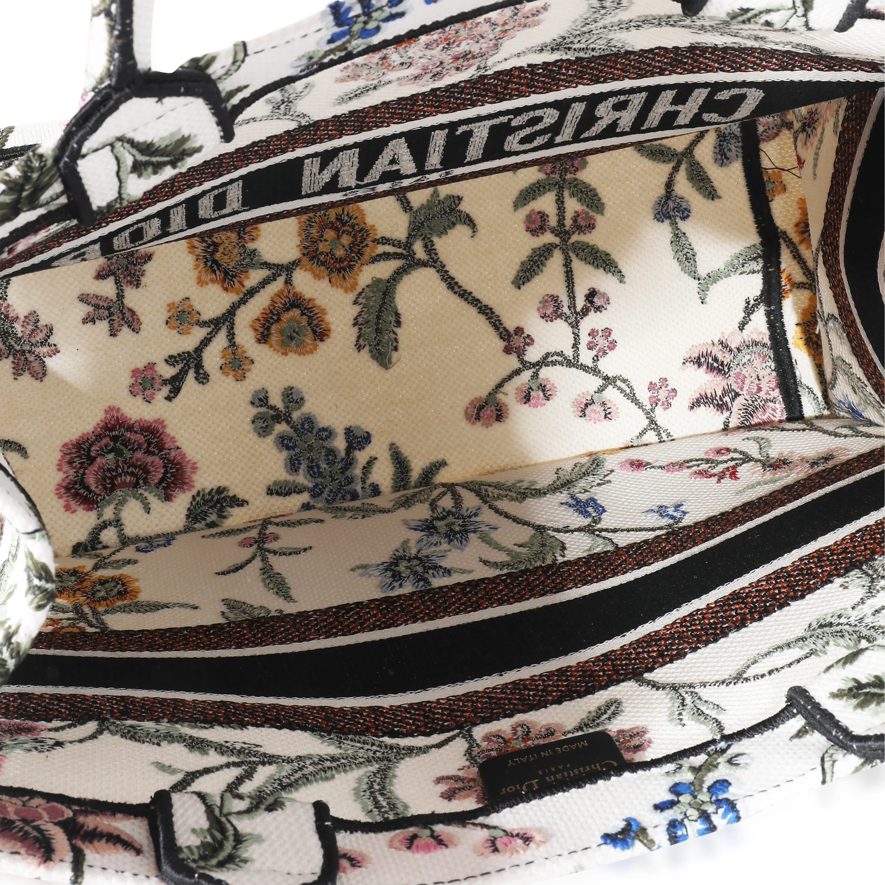 Christian Dior White Dior Petites Fleurs Embroidery Medium Dior Book Tote - Image 4