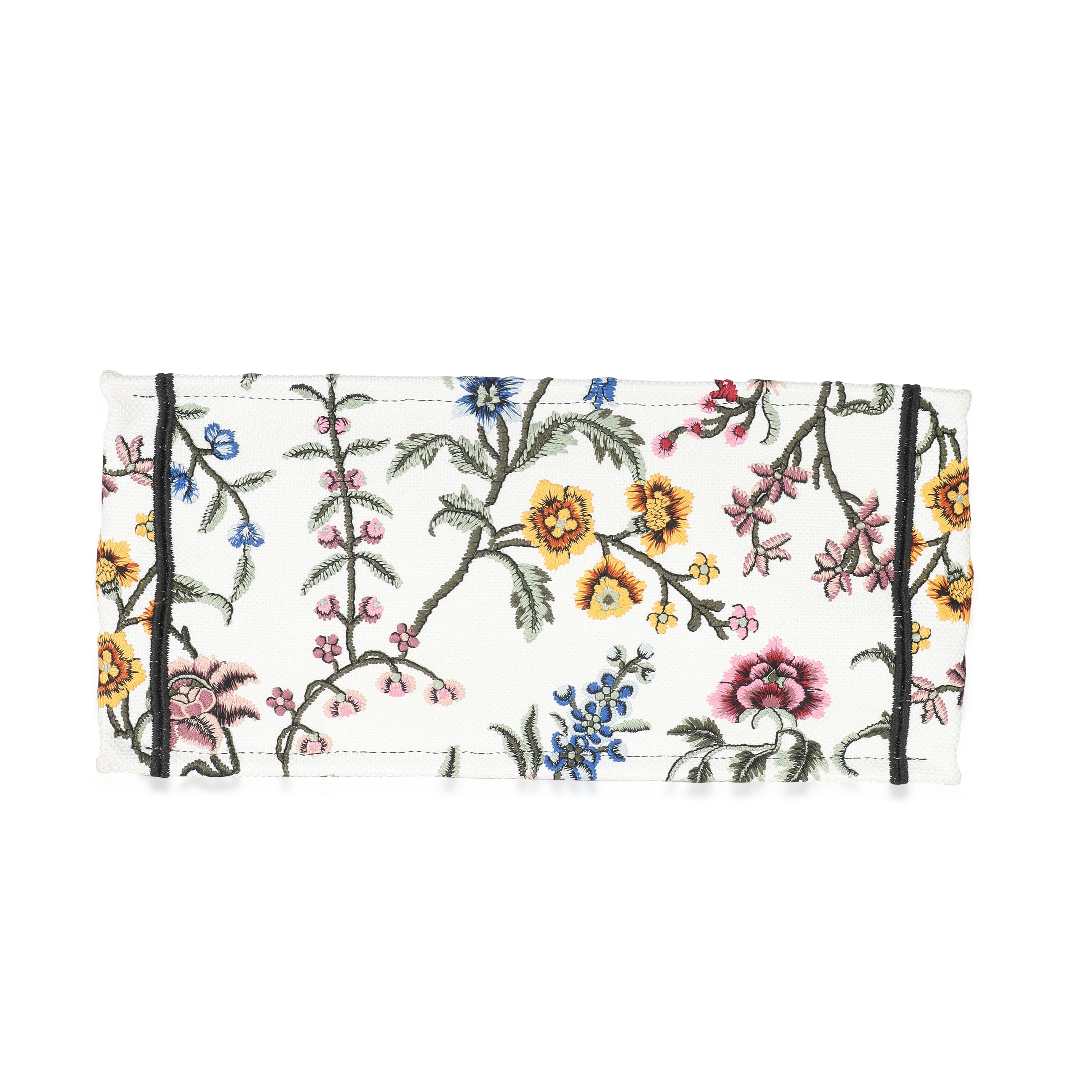 Christian Dior White Dior Petites Fleurs Embroidery Medium Dior Book Tote - Image 5