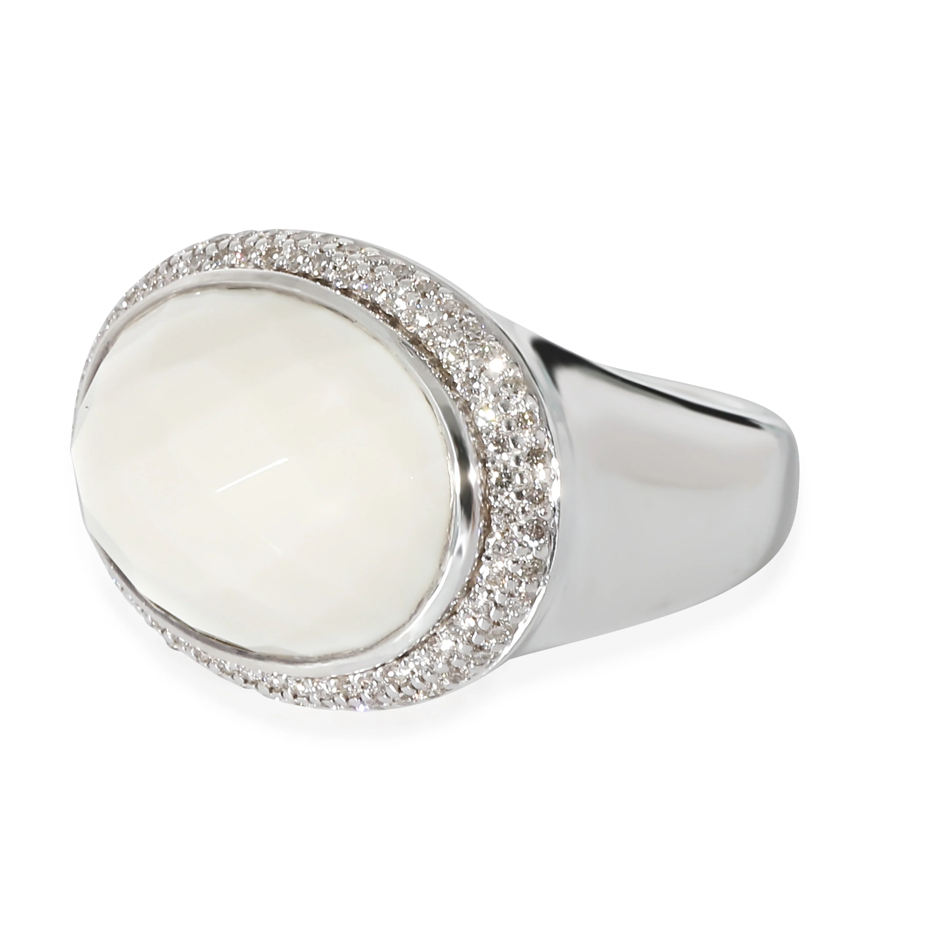 David Yurman Albion Oval White Agate & Diamonds Ring in Sterling Silver 0.5 CTW - Image 2