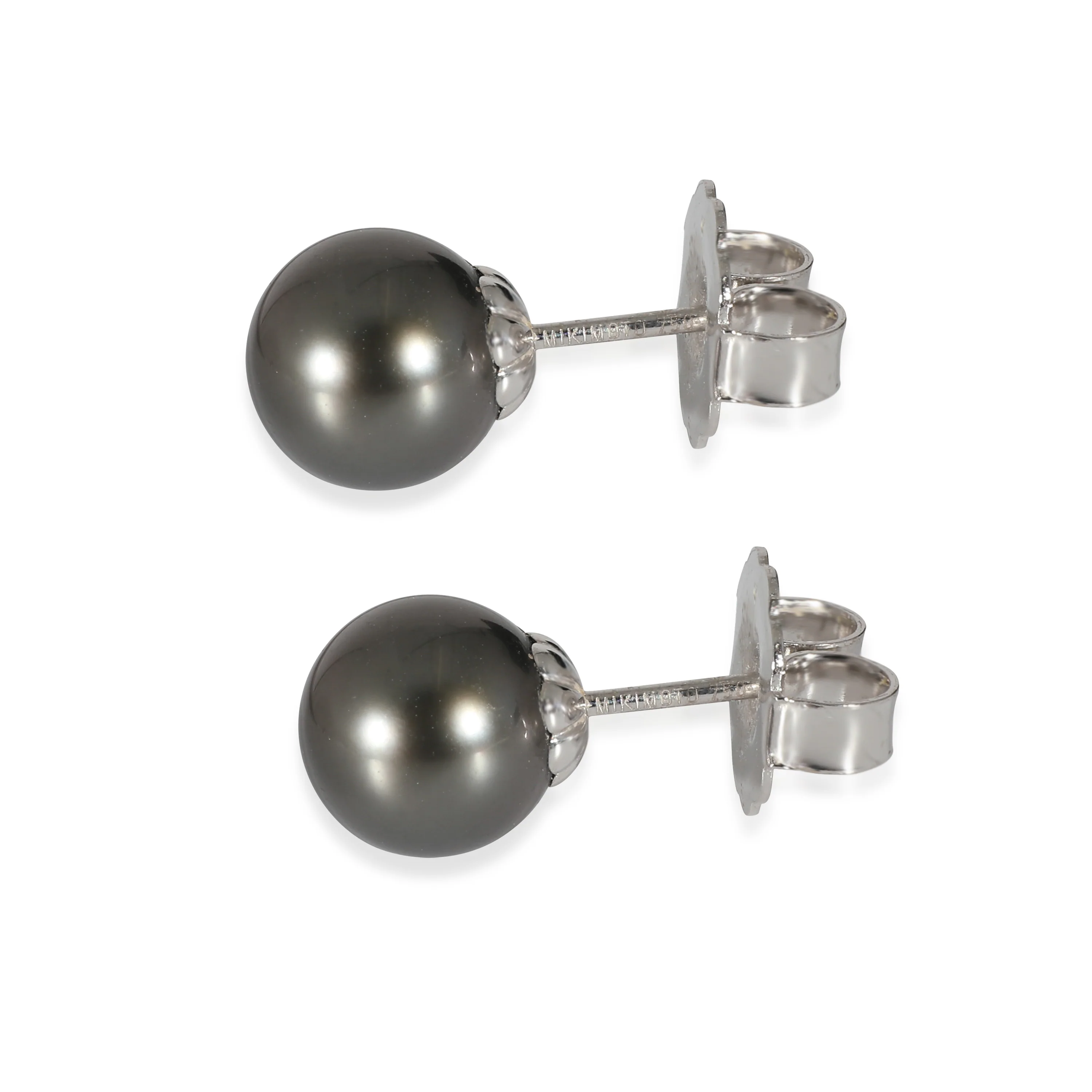Mikimoto Black South Sea Cultured Pearl Earring in 18k White Gold - Image 2