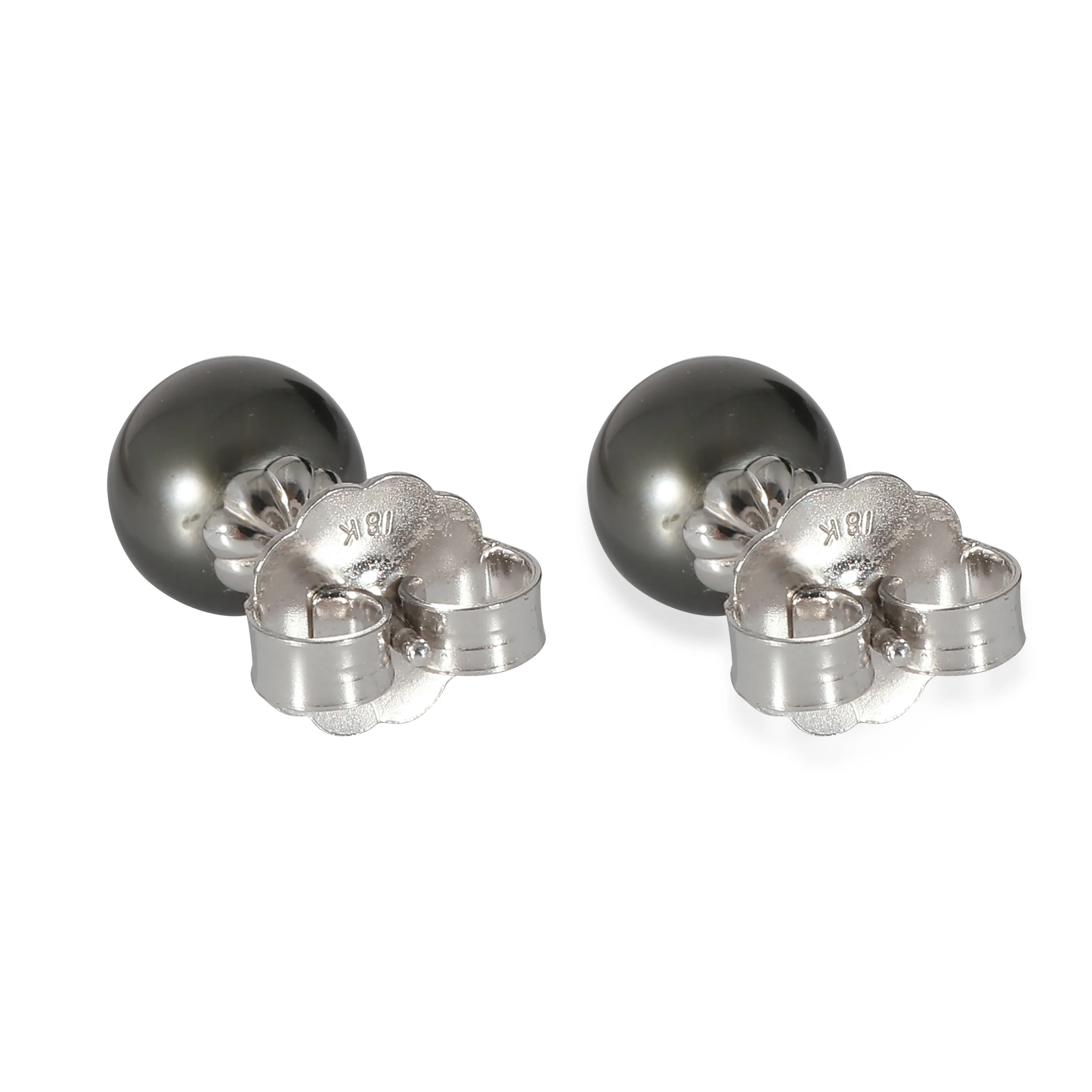 Mikimoto Black South Sea Cultured Pearl Earring in 18k White Gold - Image 3