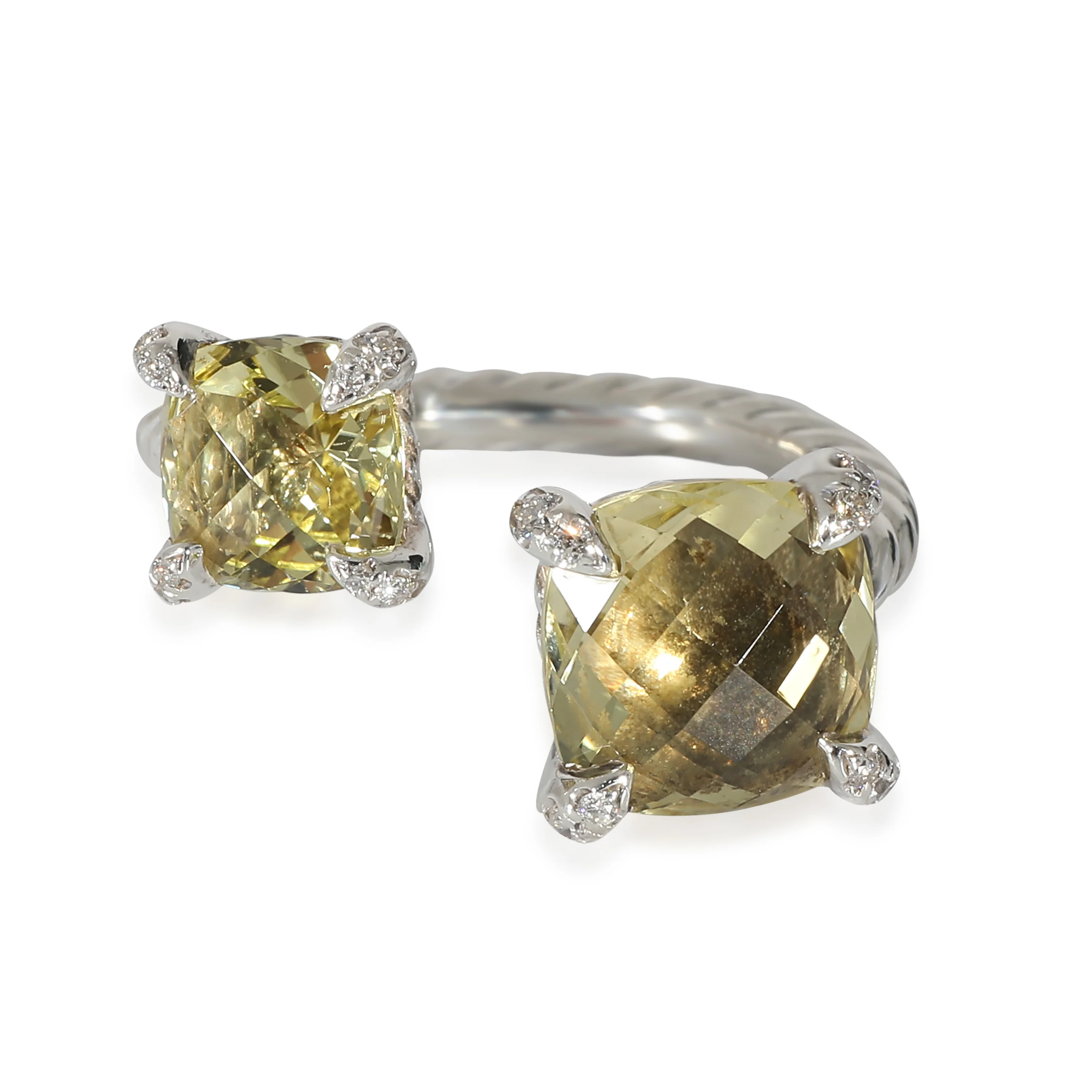 David Yurman Chatelaine Bypass Lemon Citrines Ring in Sterling Silver