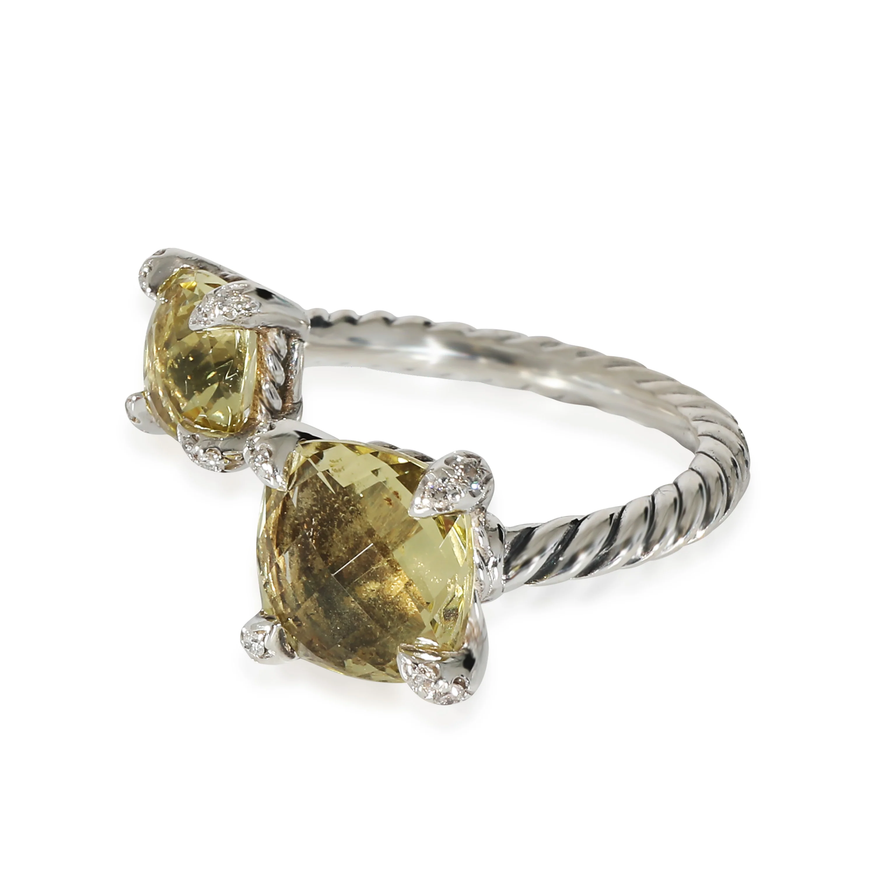 David Yurman Chatelaine Bypass Lemon Citrines Ring in Sterling Silver - Image 2