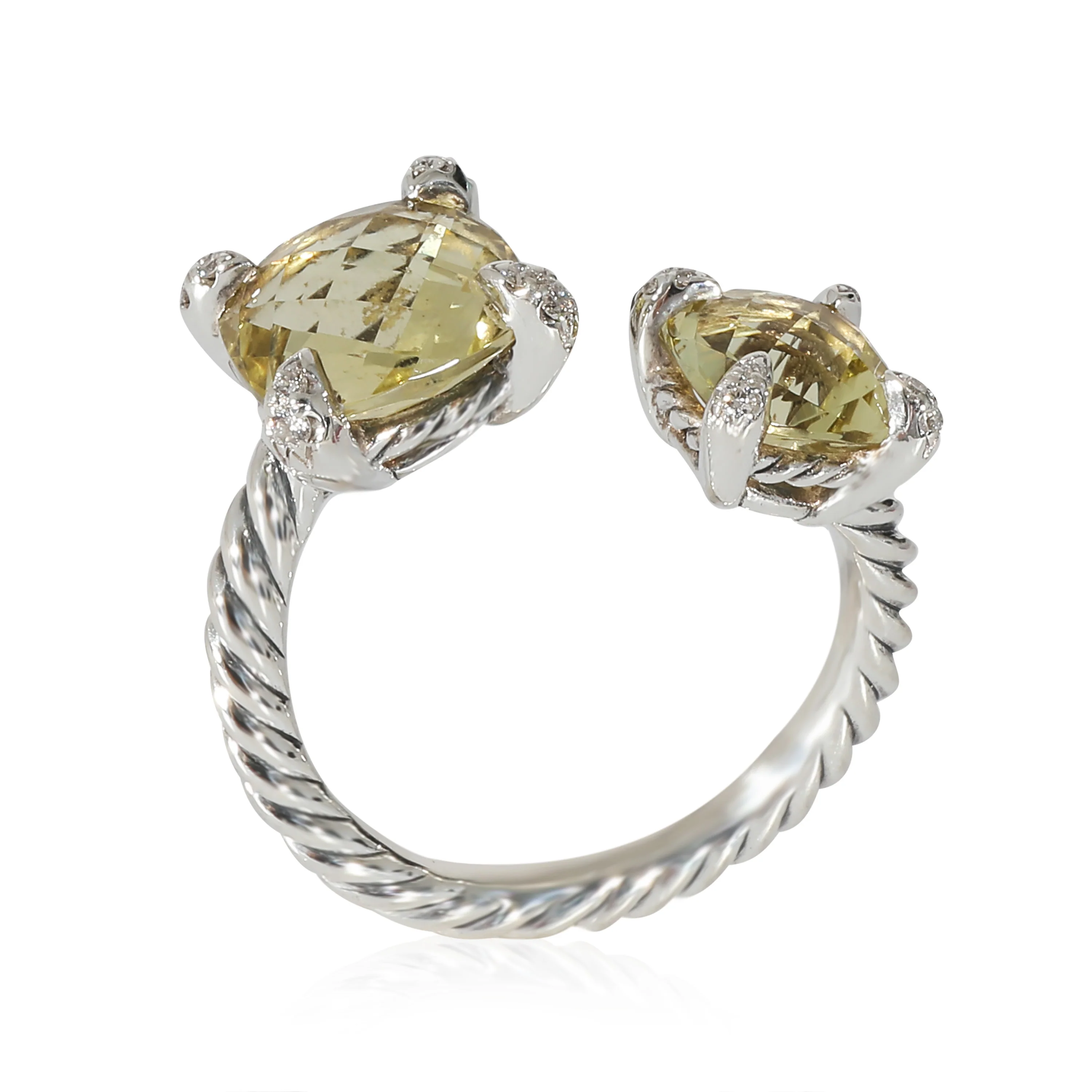 David Yurman Chatelaine Bypass Lemon Citrines Ring in Sterling Silver - Image 3