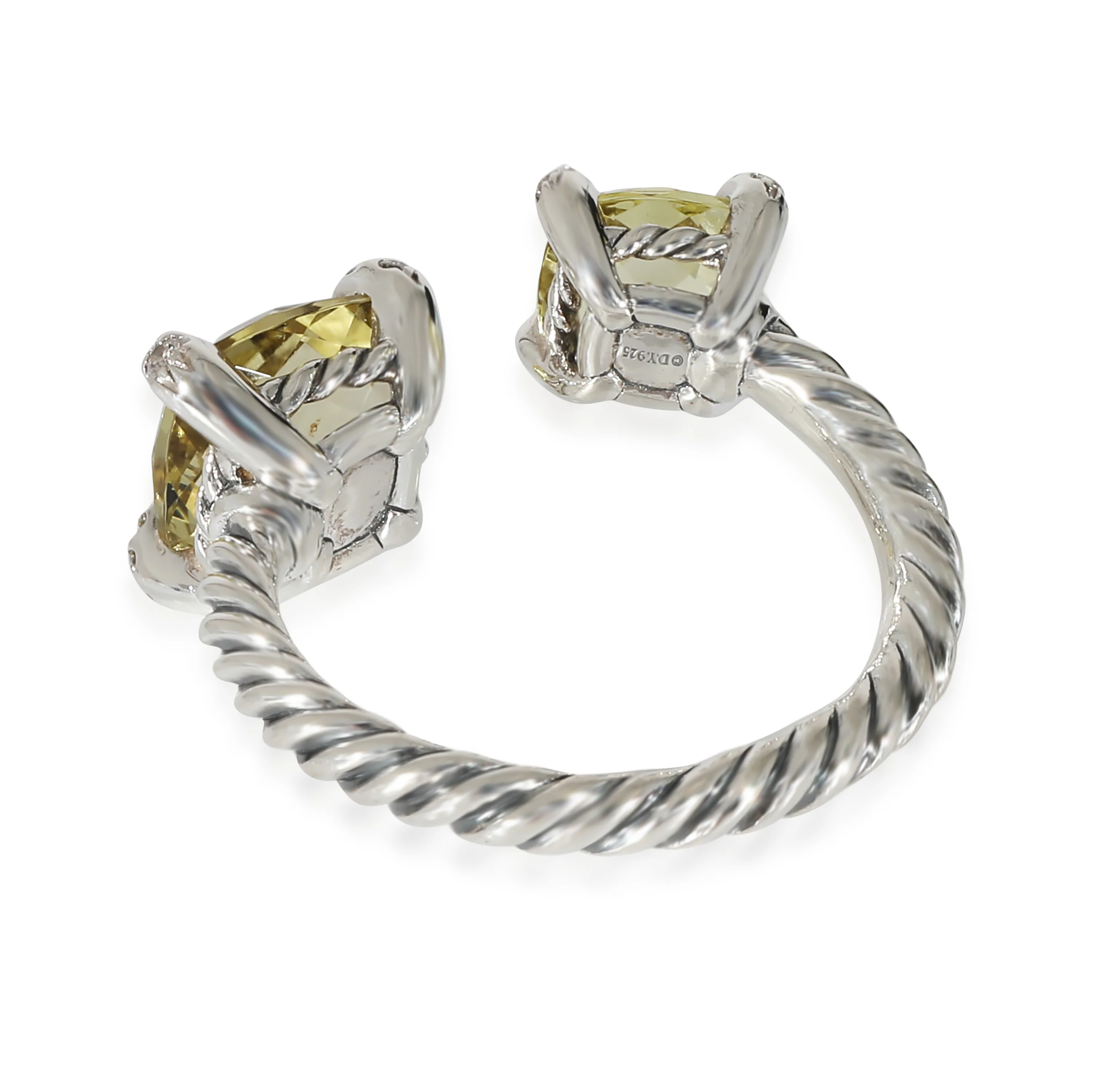 David Yurman Chatelaine Bypass Lemon Citrines Ring in Sterling Silver - Image 4