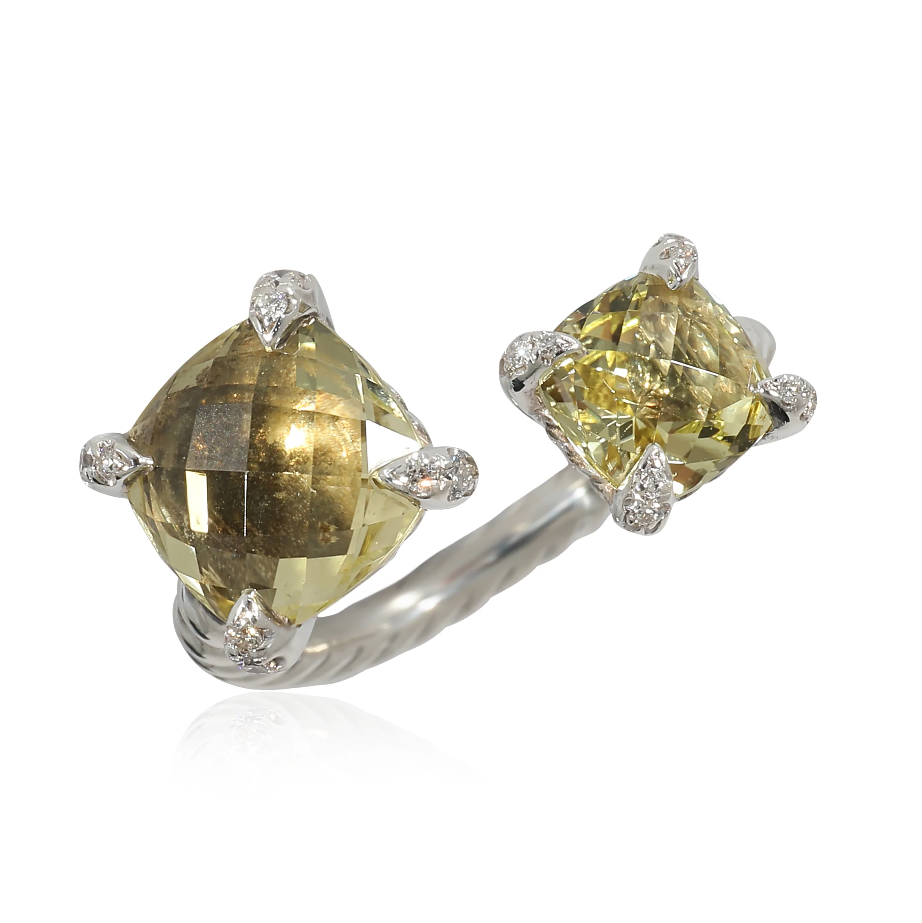 David Yurman Chatelaine Bypass Lemon Citrines Ring in Sterling Silver - Image 5