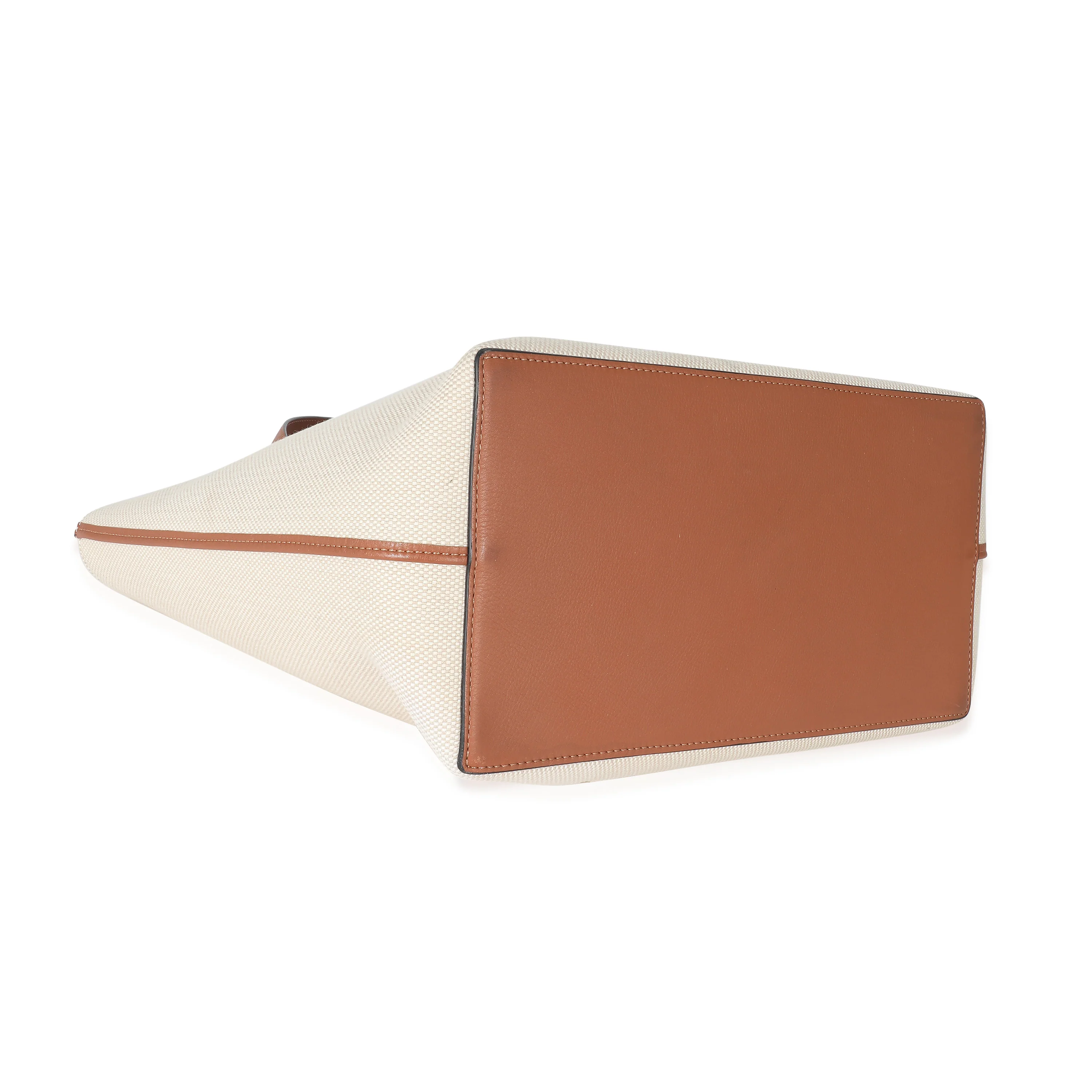 Loewe Tan Calfskin & Ecru Jacquard Medium Anagram Tote - Image 6