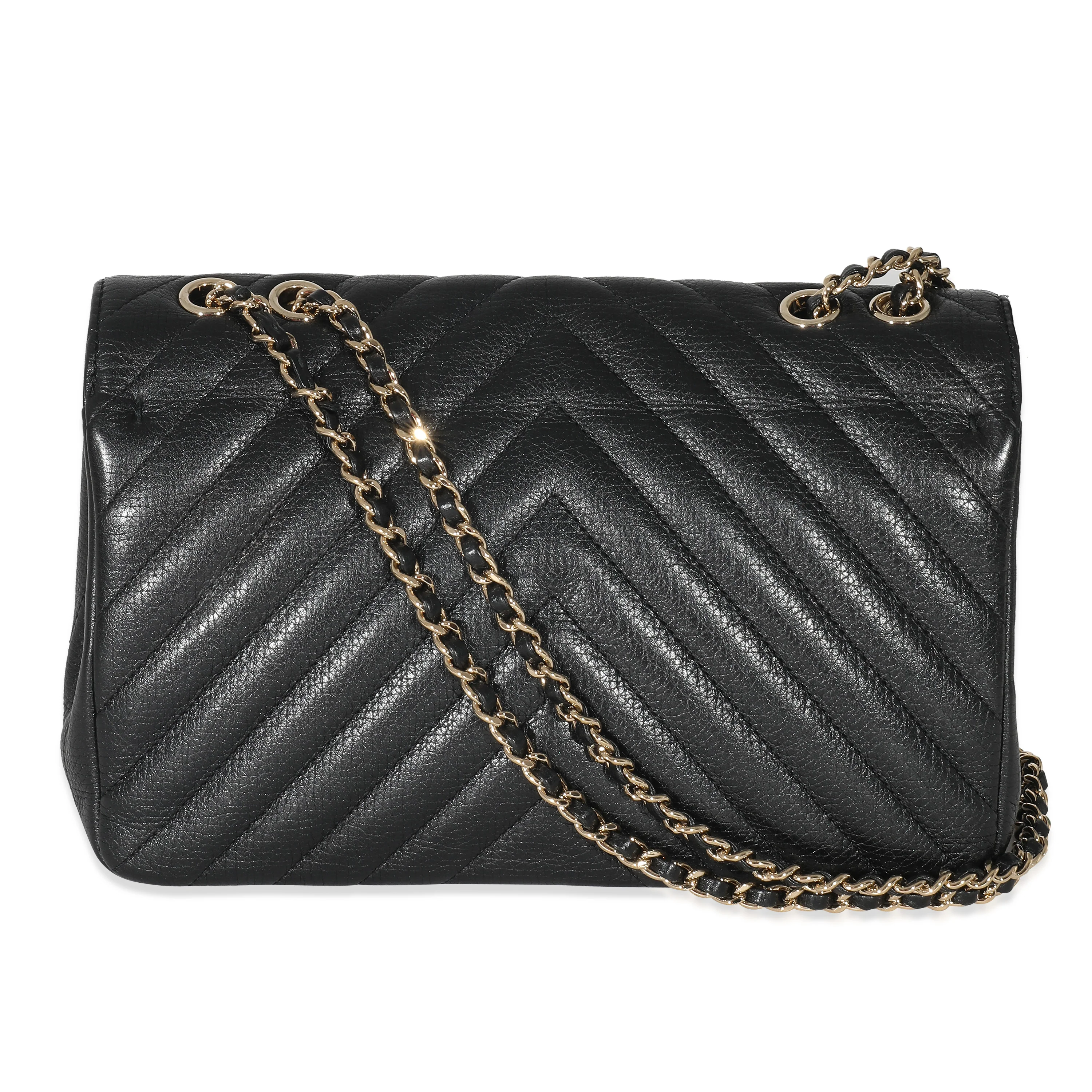 Chanel Black Chevron Quilted Medium Statement Flap Bag - Image 3