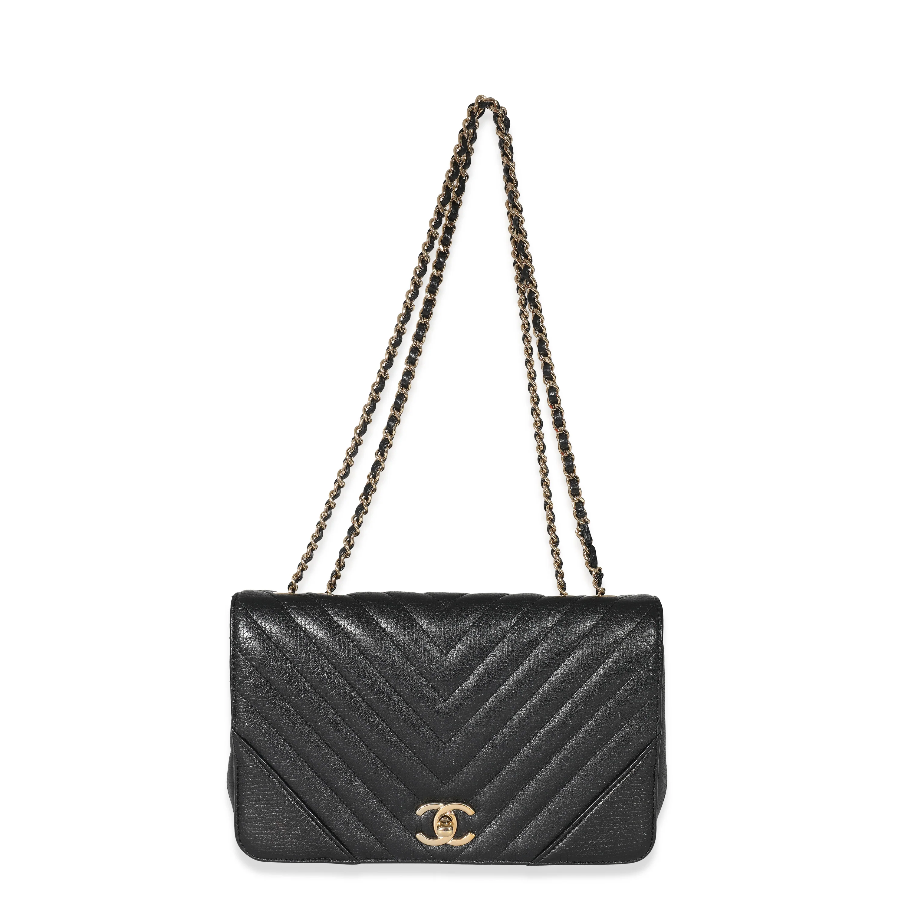 Chanel Black Chevron Quilted Medium Statement Flap Bag - Image 4