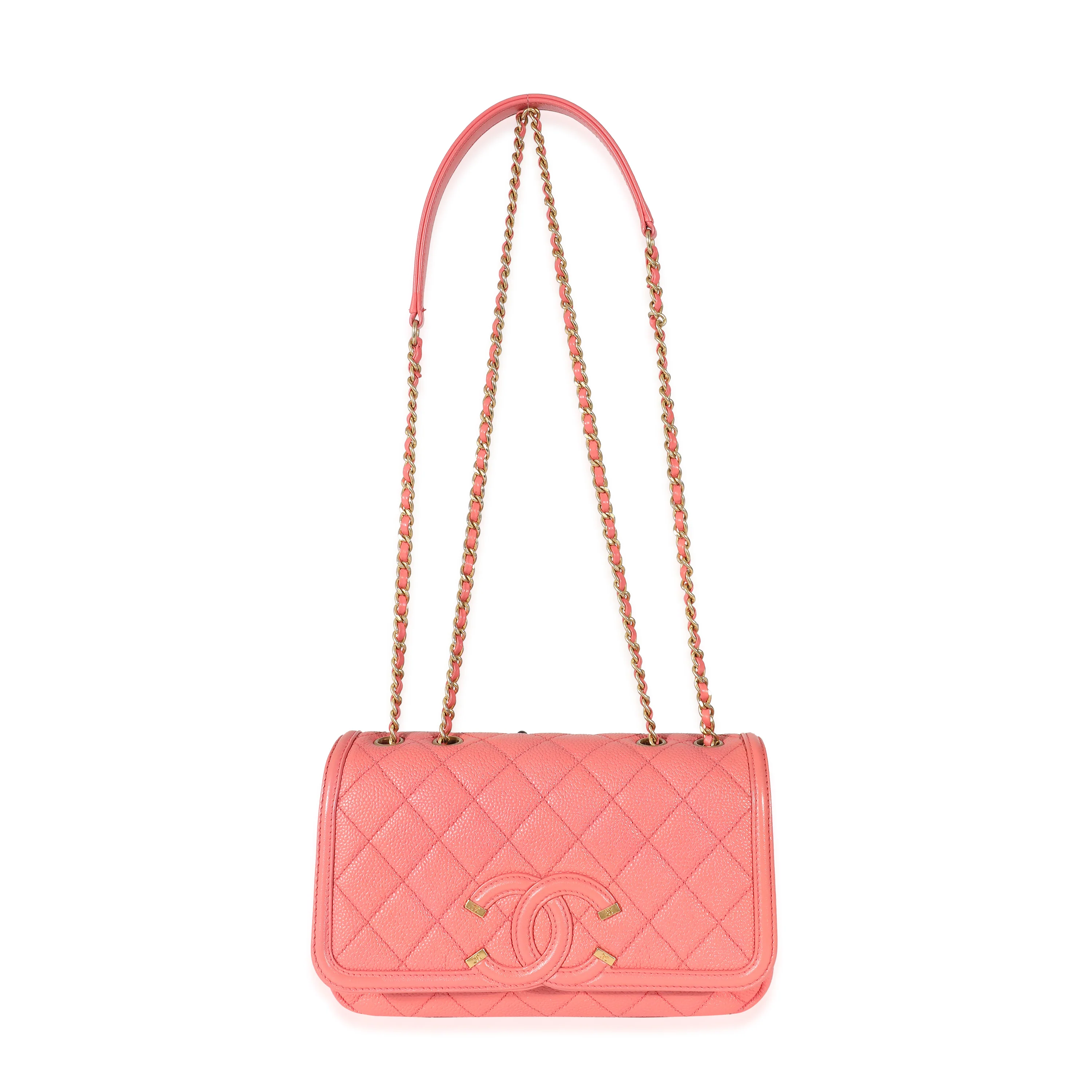 Chanel Pink Quilted Caviar Small Filigree Flap Bag - Image 3