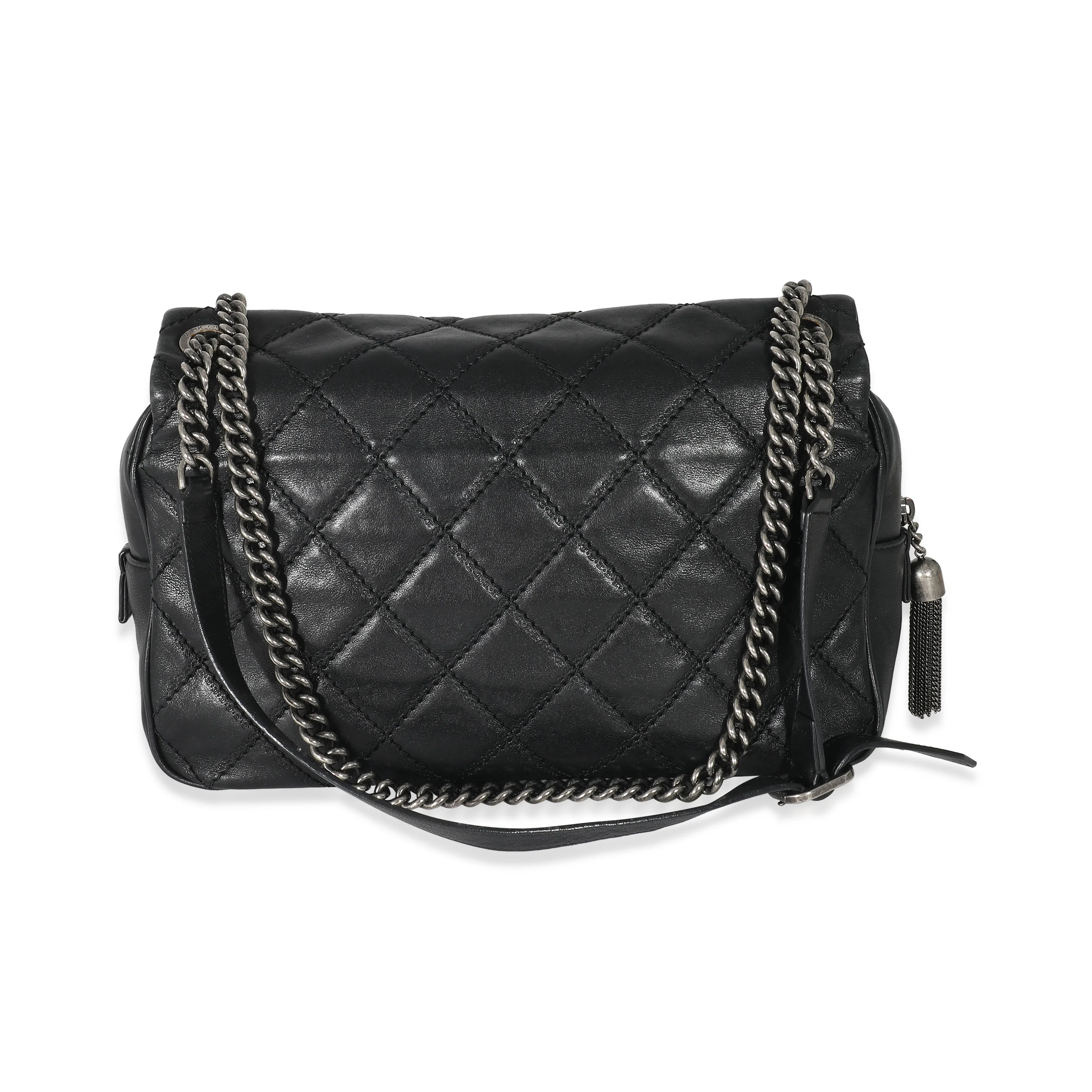 Black Quilted Calfskin Paris Edinburgh Coco Sporran Jumbo Flap Bag - Image 3
