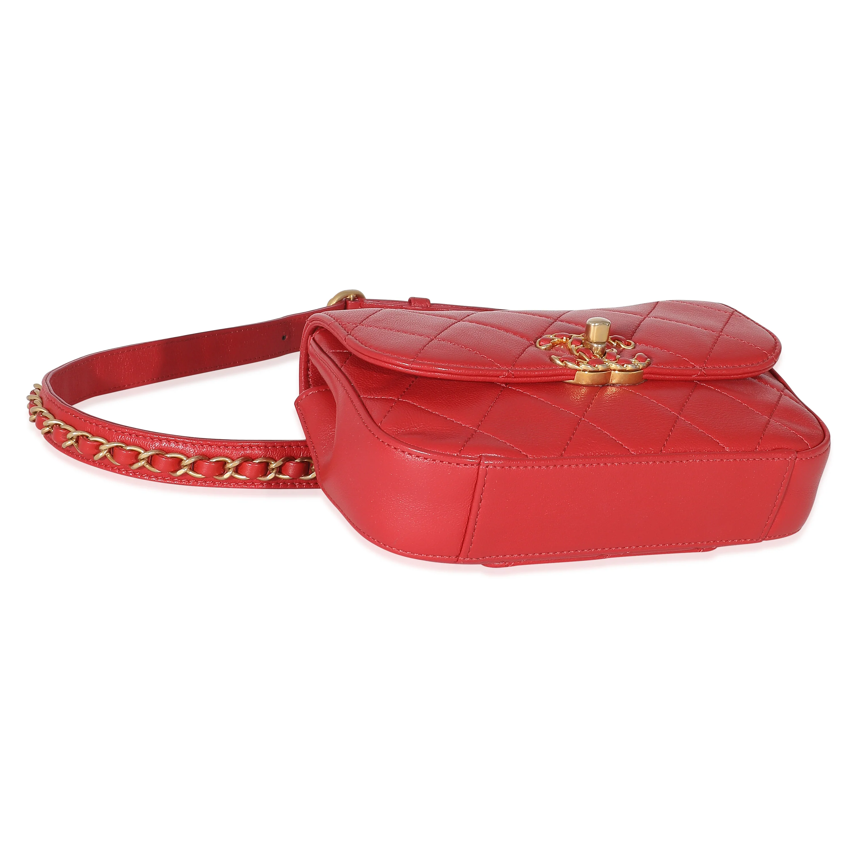 Chanel Quilted Lambskin Red Infinity Waist Belt Bag - Image 5