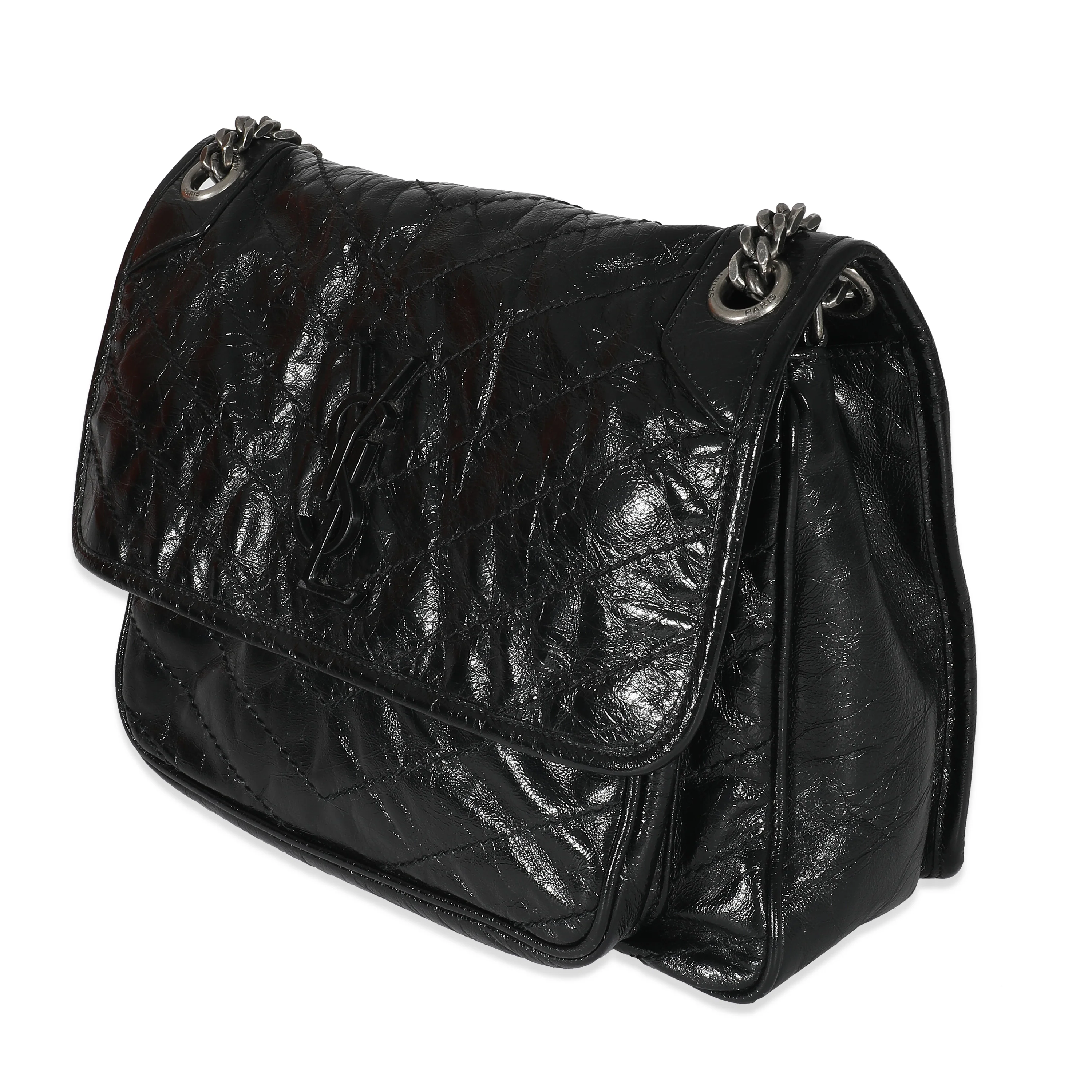 Saint Laurent Black Crinkled Calfskin Matelasse Medium Niki - Image 2