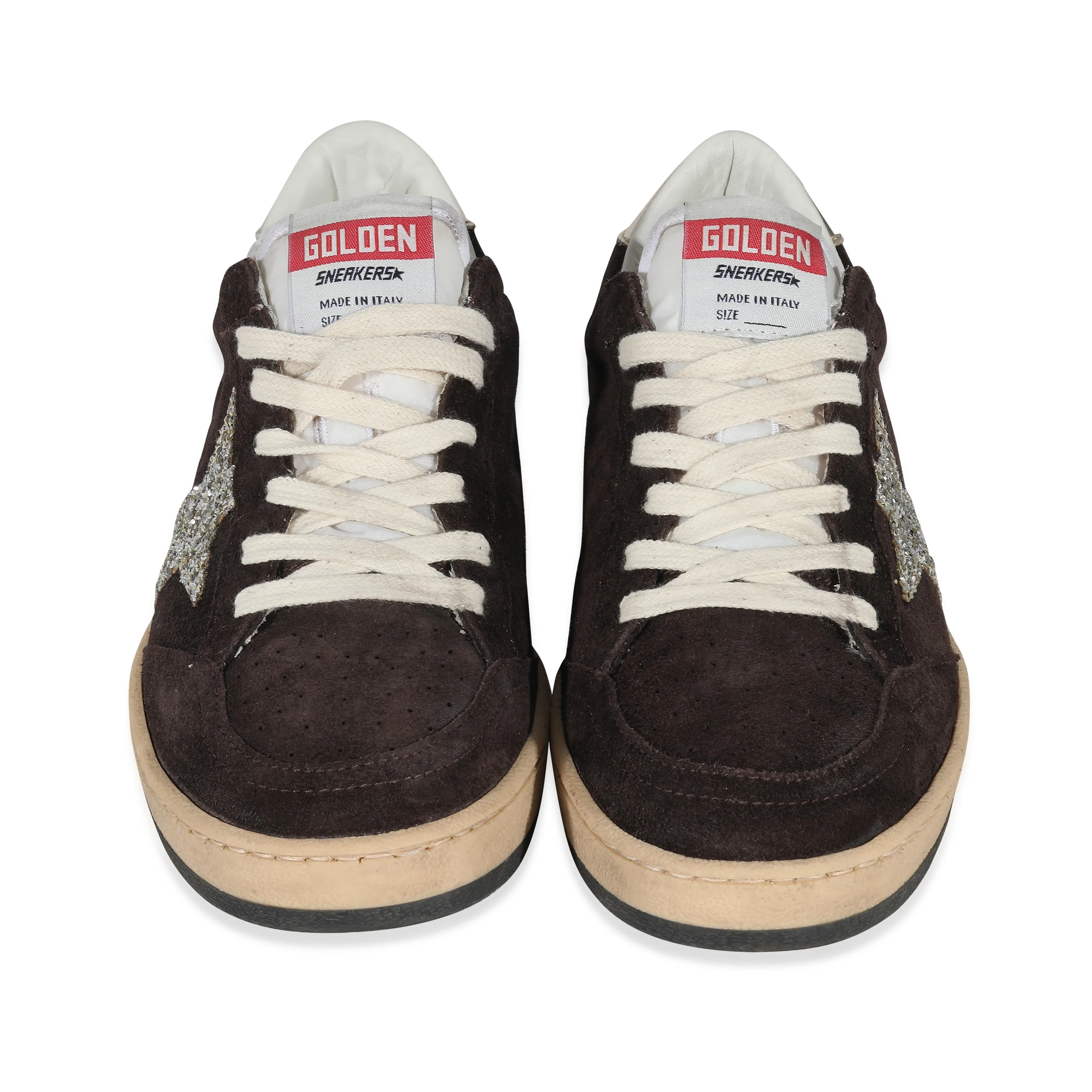 Silver Glitter Star Brown Suede Ballstar 36 - Image 3