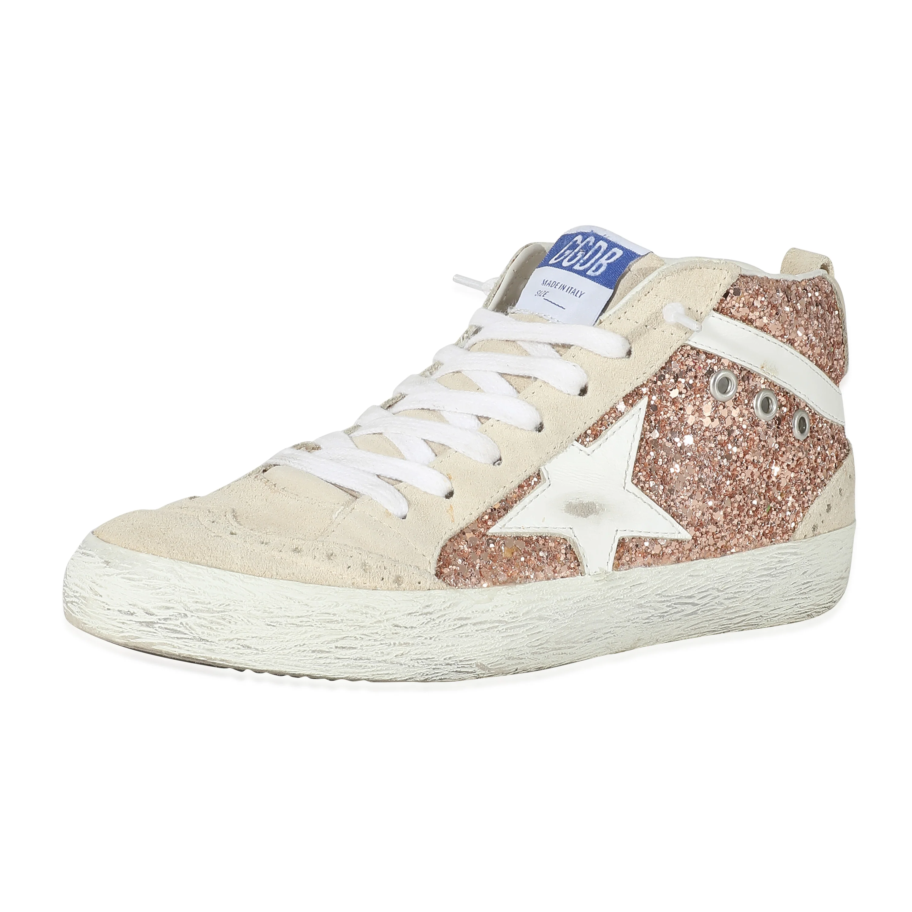 Golden Goose Suede Rose Gold Glitter Mid Star 36 - Image 2