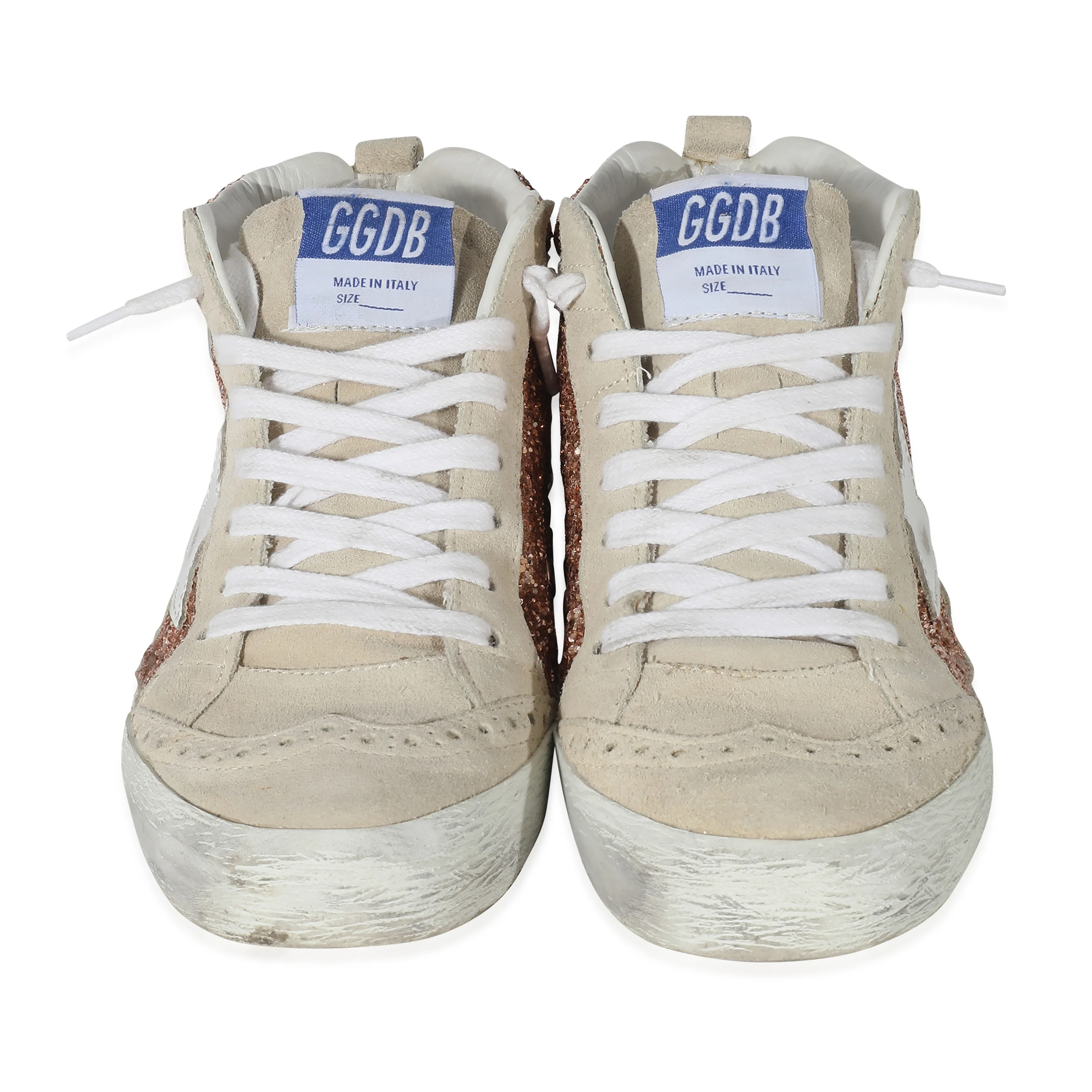 Golden Goose Suede Rose Gold Glitter Mid Star 36 - Image 3