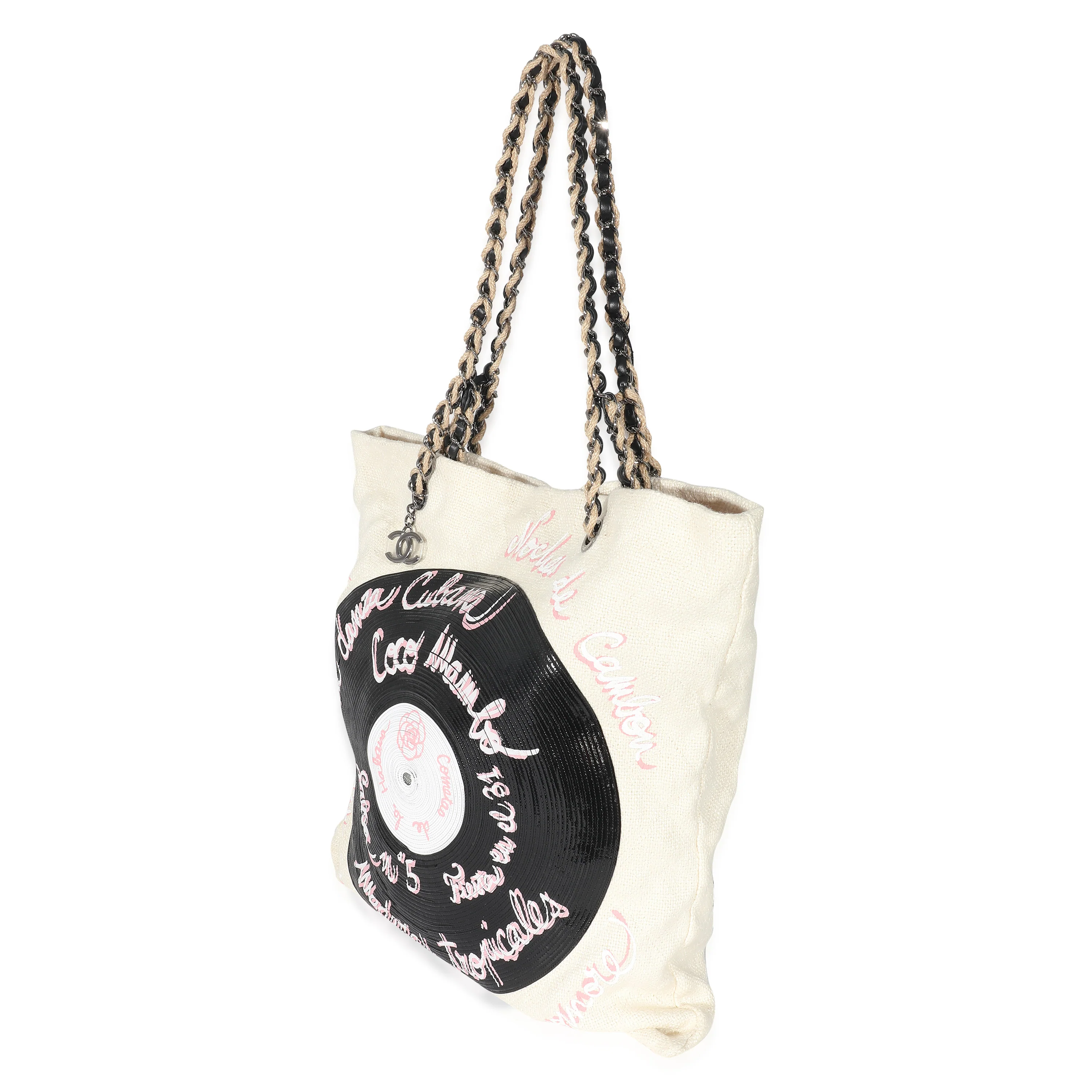 Chanel 17C Beige Canvas Paris Coco Cuba Record Tote - Image 2