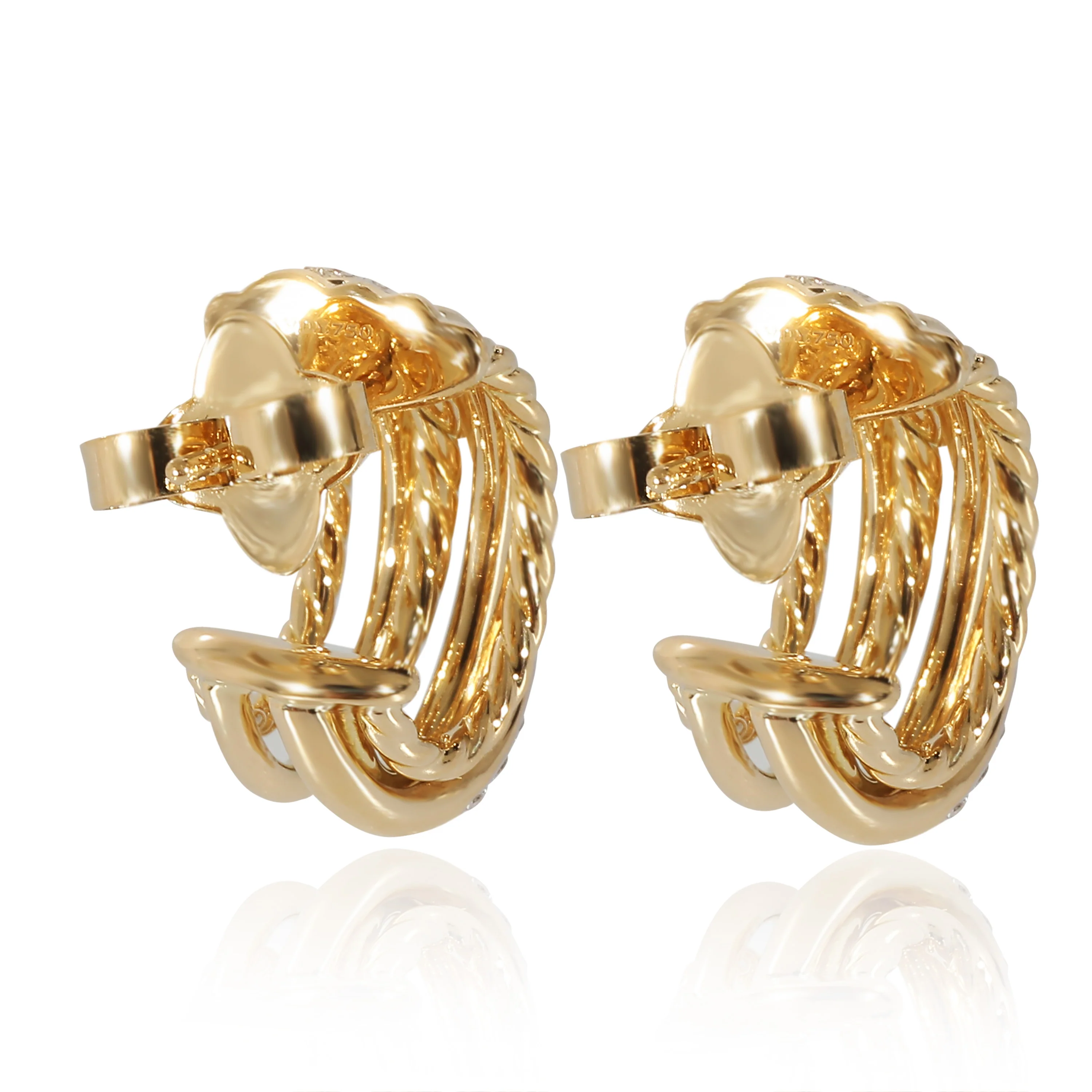 David Yurman Crossover Diamond Earrings in 18K Yellow Gold 0.34 CTW - Image 3