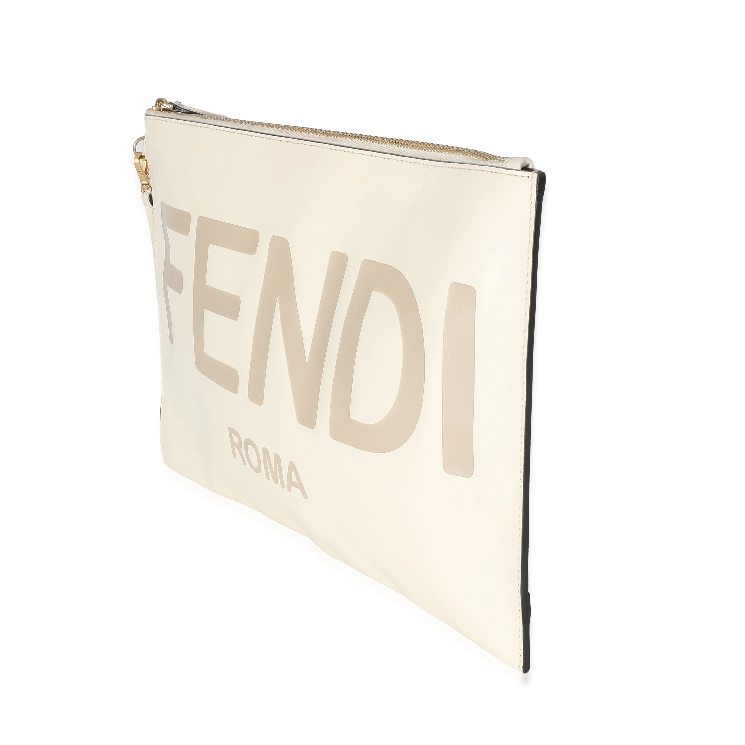 Fendi Blanc Calfskin Large Roma Flat Pouch - Image 2