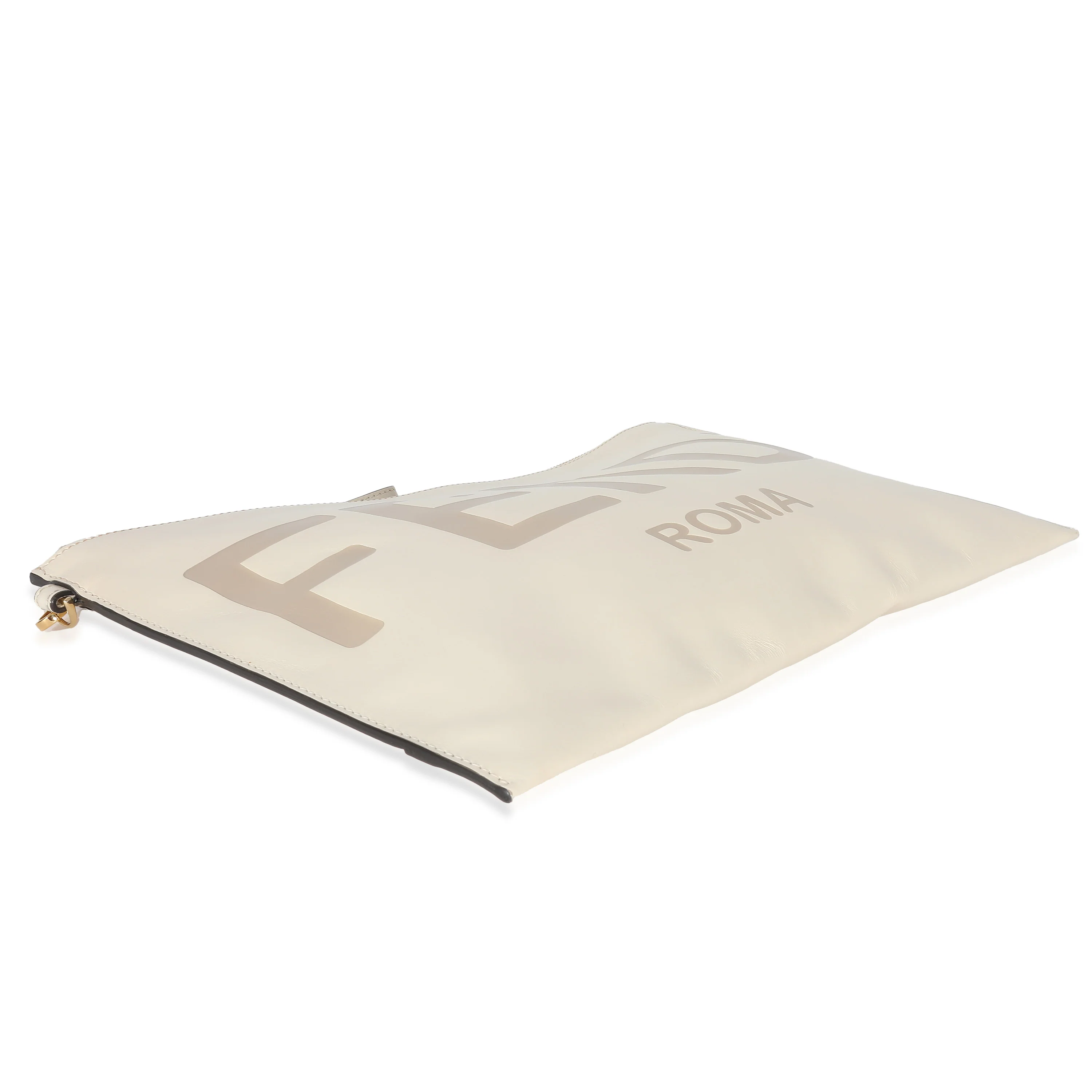 Fendi Blanc Calfskin Large Roma Flat Pouch - Image 3