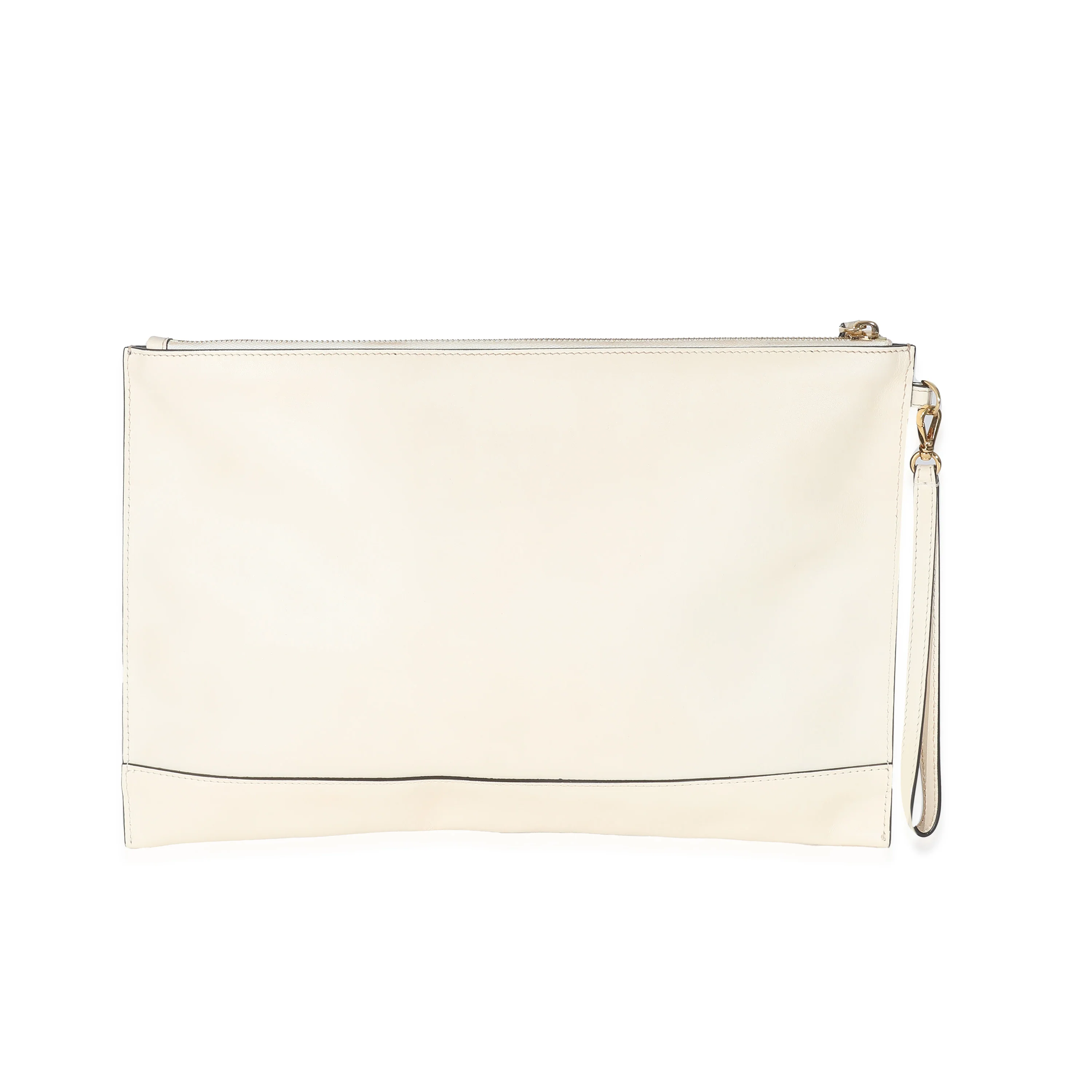 Fendi Blanc Calfskin Large Roma Flat Pouch - Image 4