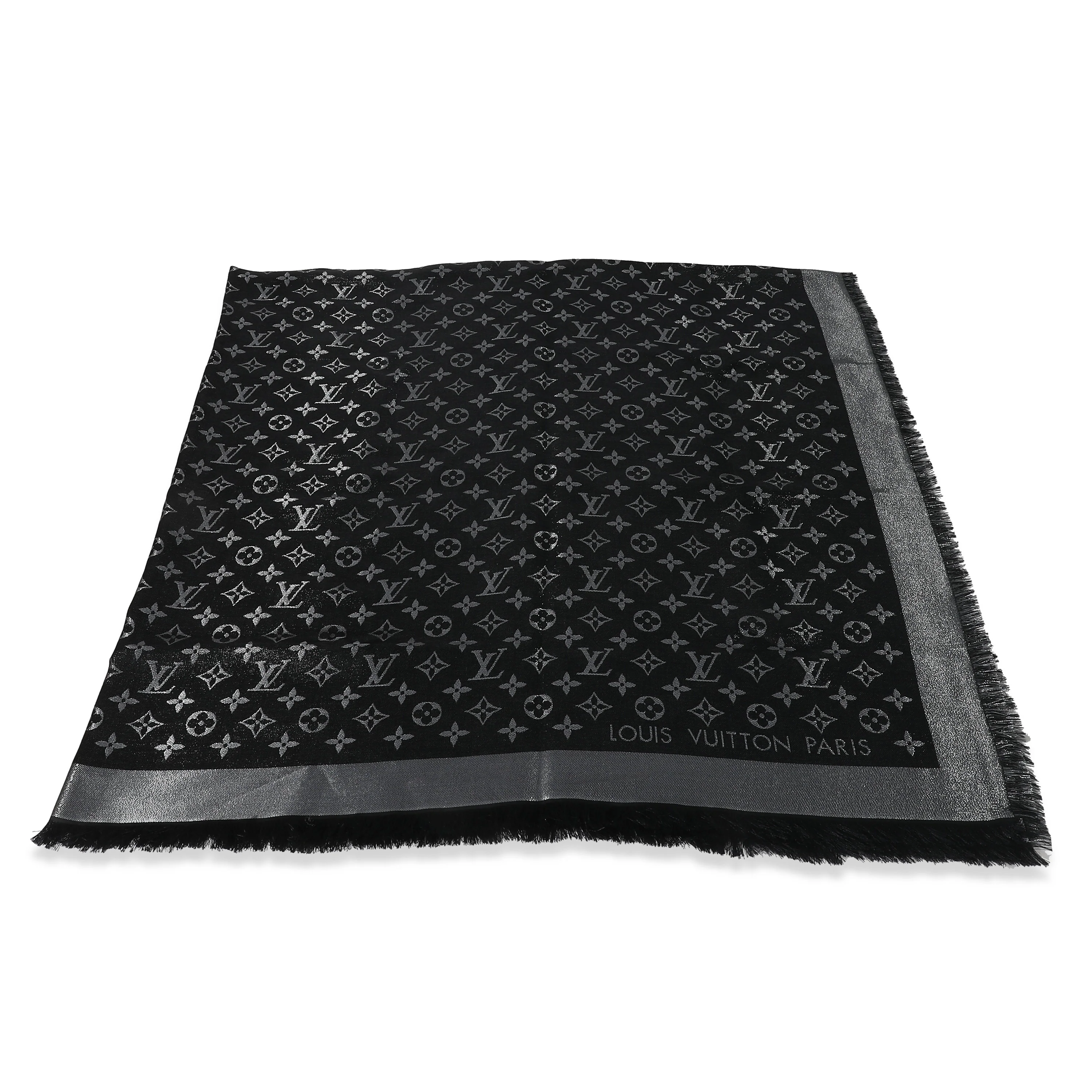 Louis Vuitton Black Silk Blend Monogram Shine Shawl - Image 2